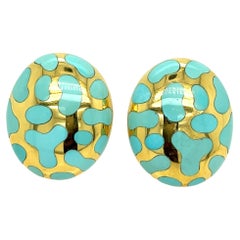 Angela Cummings Turquoise & Gold Ear Clips