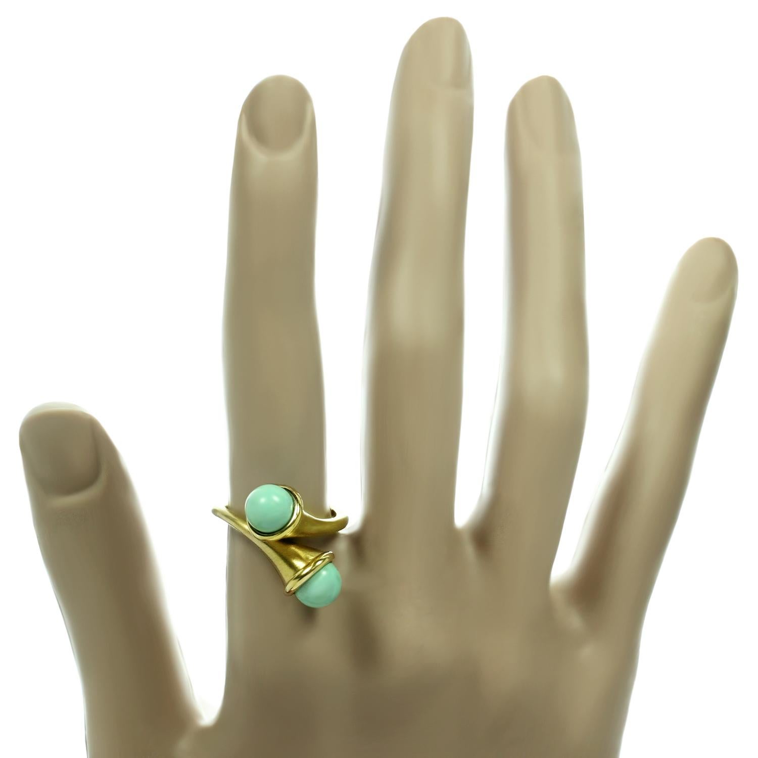 Women's Angela Cummings Turquoise Yellow Gold Earrings and Ring Set