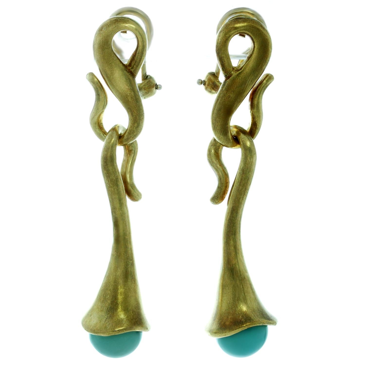 Angela Cummings Turquoise Yellow Gold Earrings and Ring Set 1
