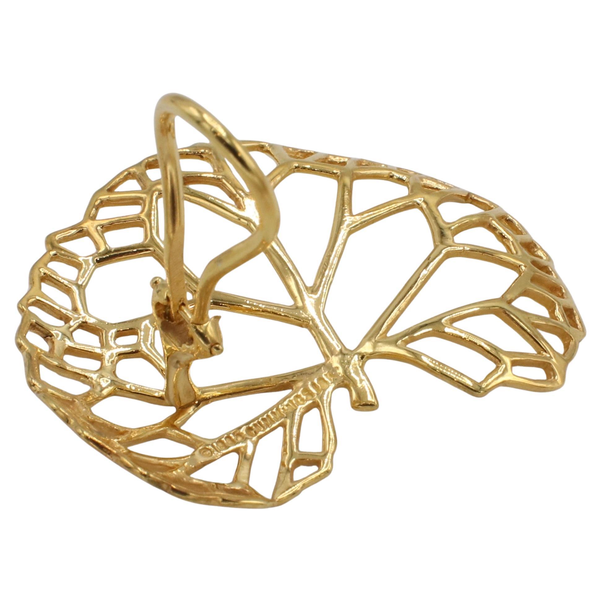 Angela Cummings Vintage 18 Karat Gelbgold Lilly Pad Leaf Clip-Ohrringe 1985 im Zustand „Hervorragend“ in  Baltimore, MD