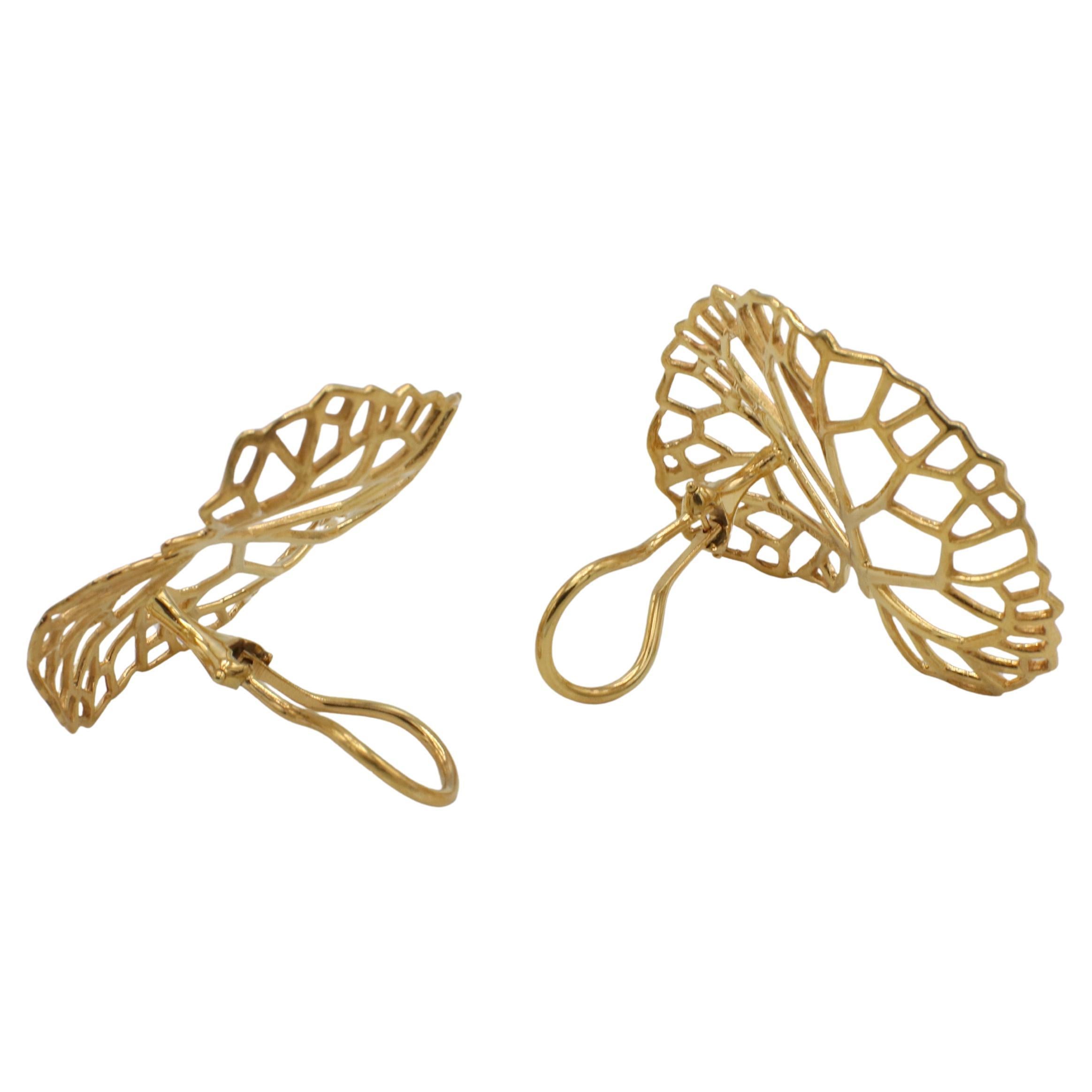 Angela Cummings Vintage 18 Karat Gelbgold Lilly Pad Leaf Clip-Ohrringe 1985 für Damen oder Herren