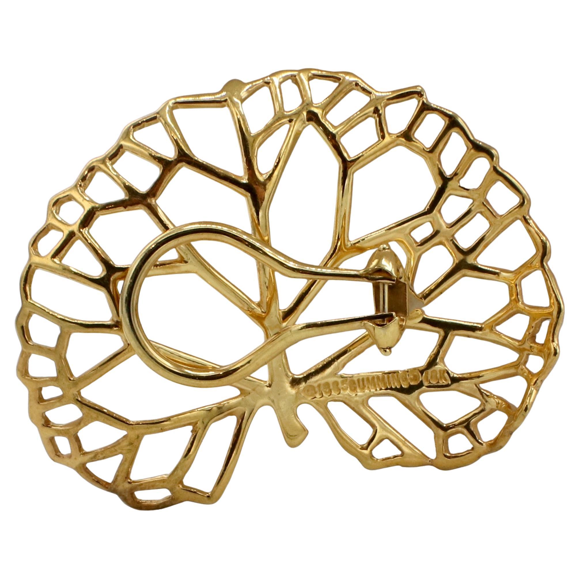 Angela Cummings Vintage 18 Karat Gelbgold Lilly Pad Leaf Clip-Ohrringe 1985 1
