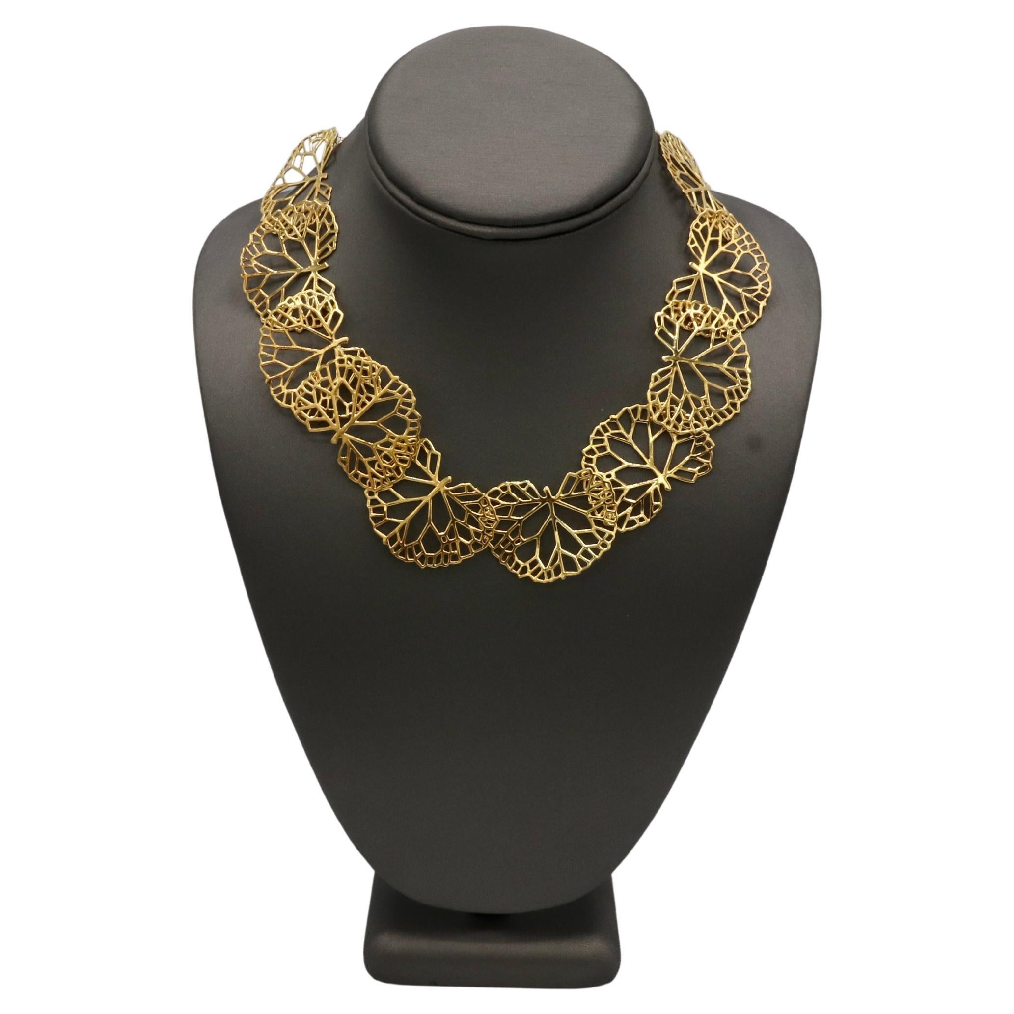 Contemporary Angela Cummings Vintage 18 Karat Yellow Gold Lily Pad Leaf Link Necklace For Sale