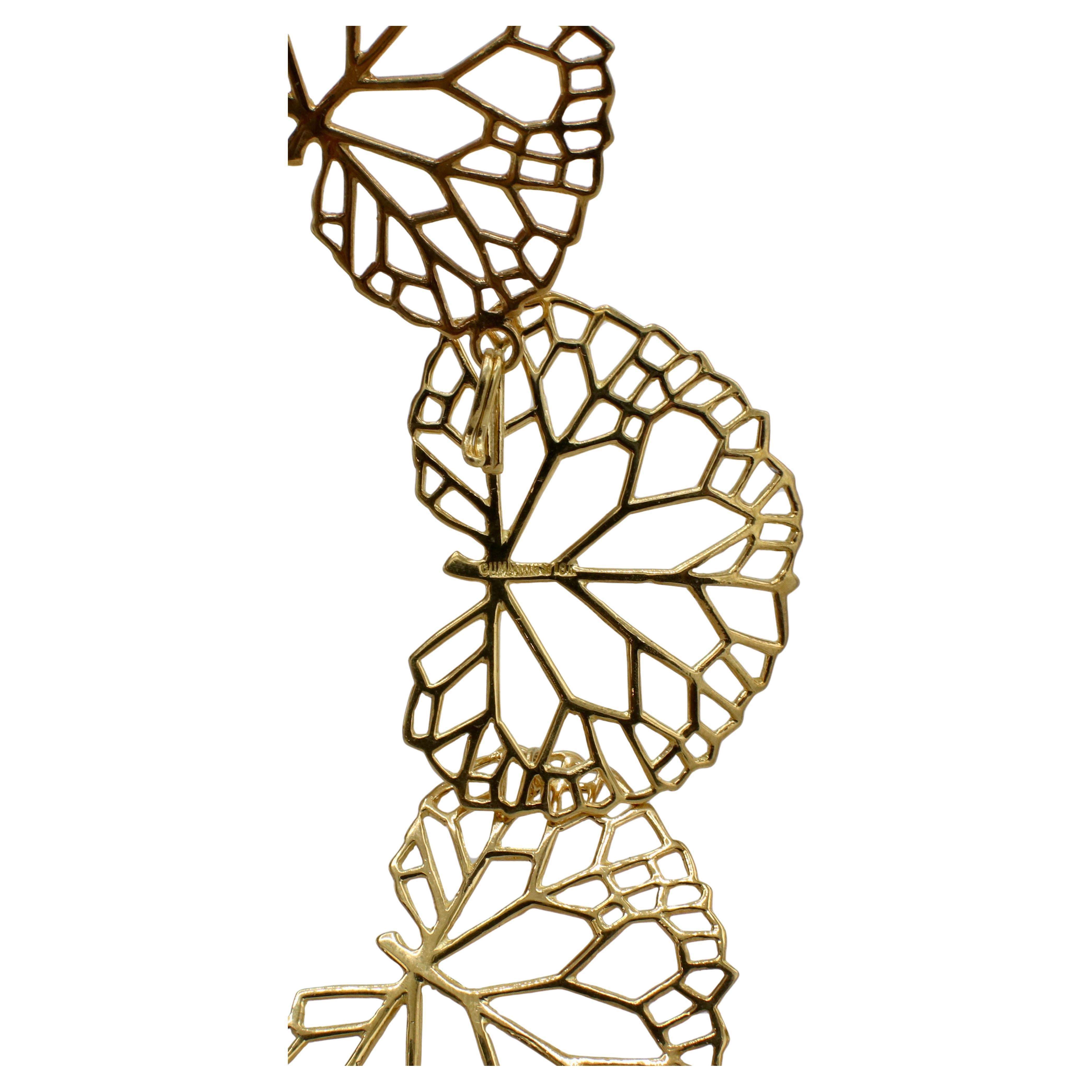 Angela Cummings Vintage 18 Karat Yellow Gold Lily Pad Leaf Link Necklace In Excellent Condition For Sale In  Baltimore, MD