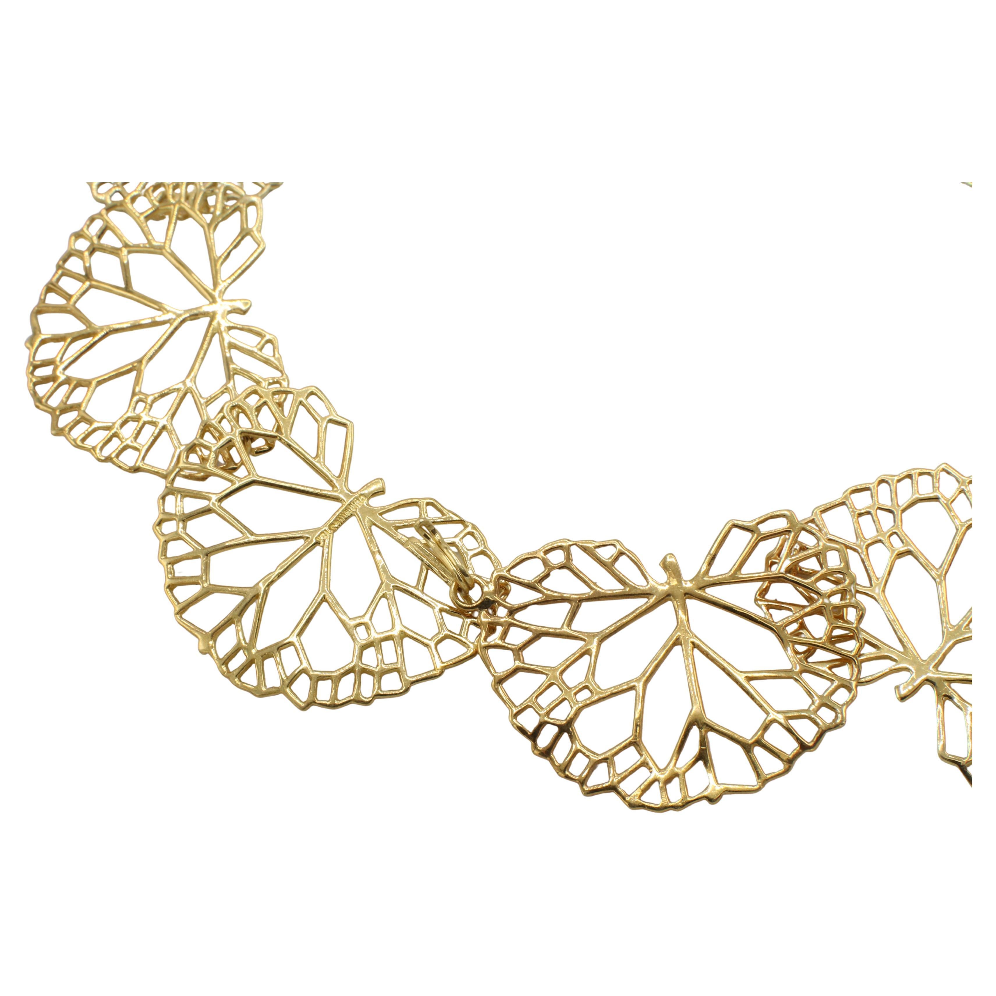 Women's Angela Cummings Vintage 18 Karat Yellow Gold Lily Pad Leaf Link Necklace For Sale