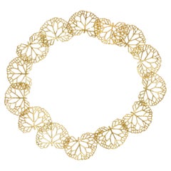 Angela Cummings Collana vintage con foglie di ninfea in oro giallo 18 carati A Link