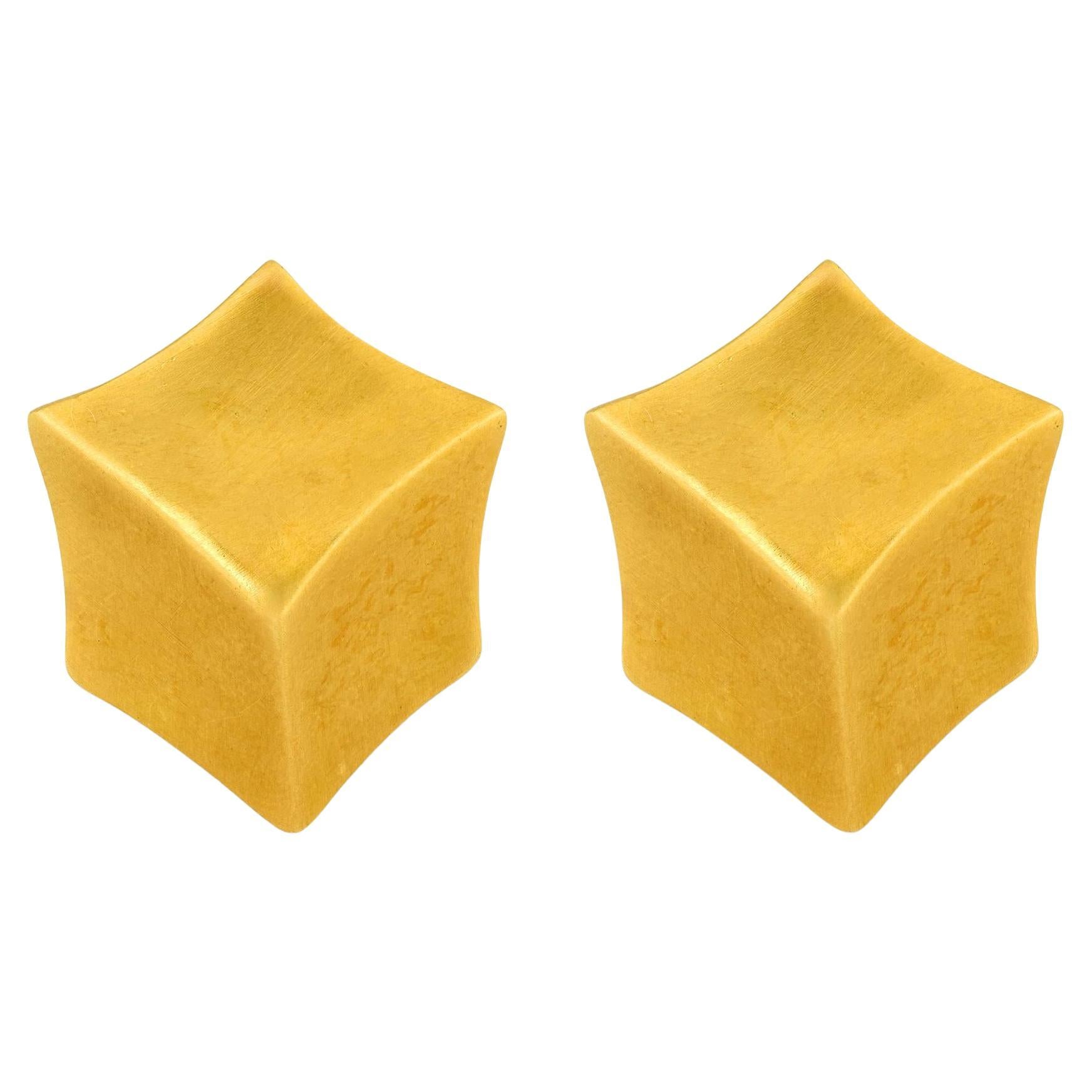 Angela Cummings vintage 18k yellow gold geometric earrings en venta