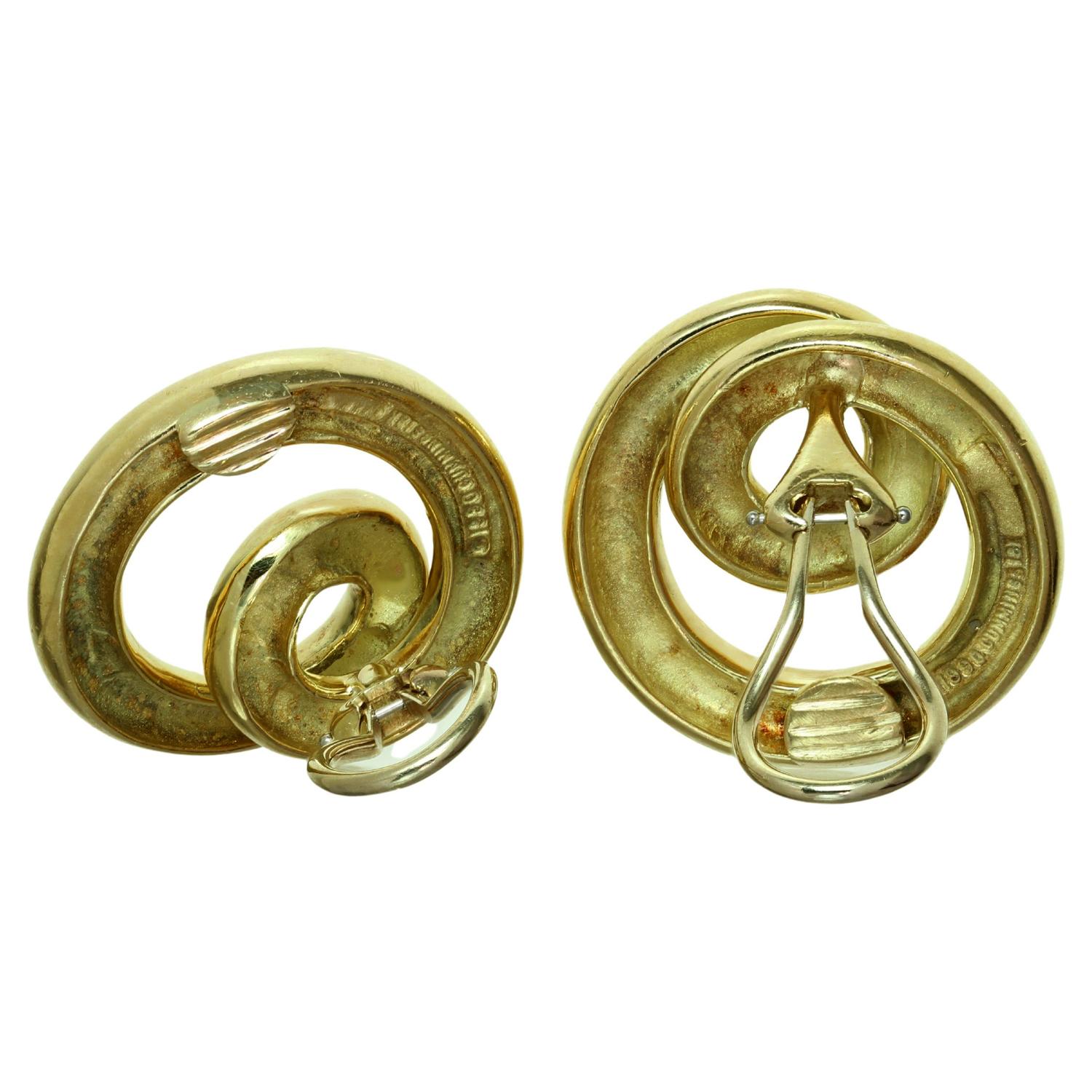 Women's Angela Cummings Vintage 18k Yellow Gold Swirl Clip-On Earrings For Sale