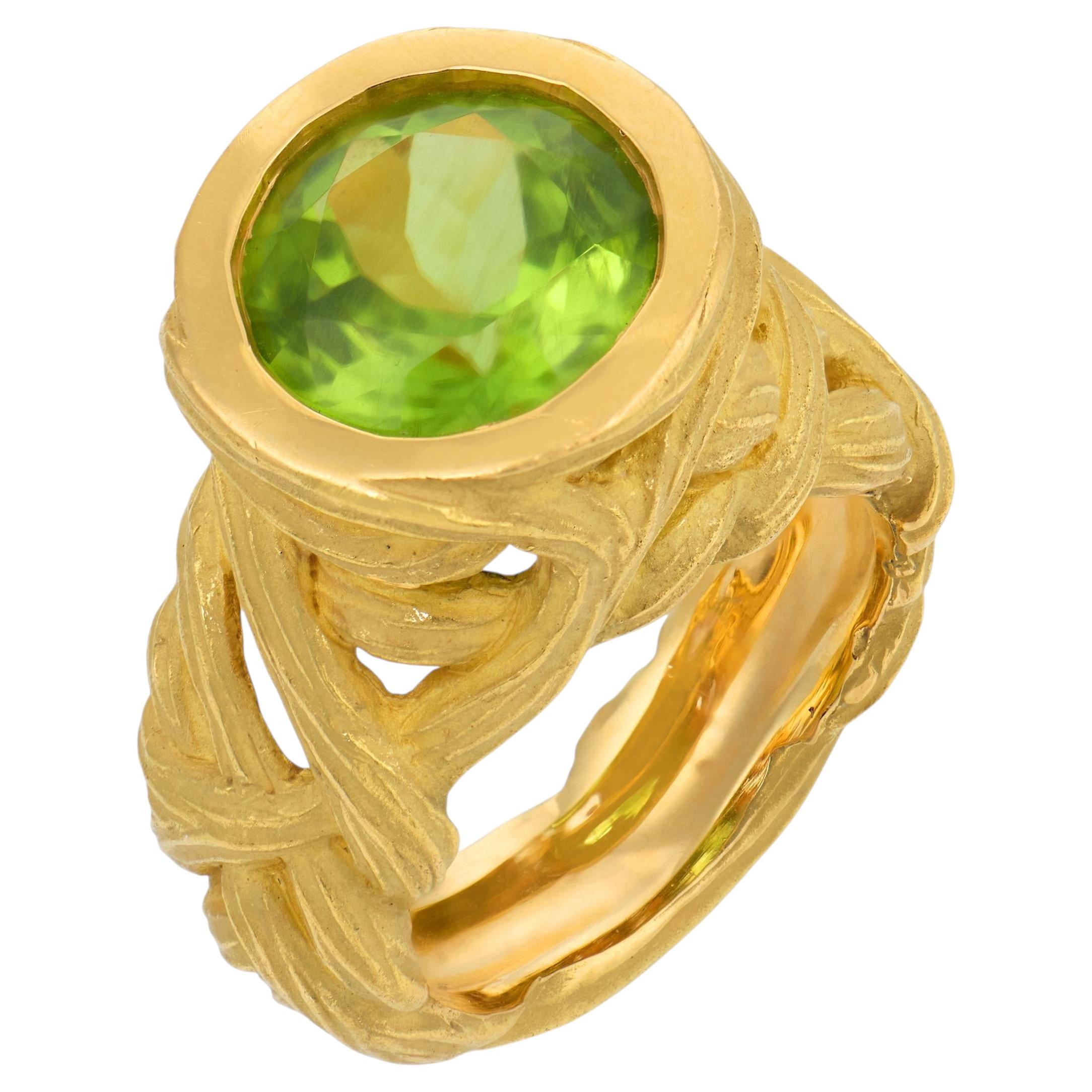 Angela Cummings Vintage 3,50 Karat Peridot 18k Gelbgold Ring