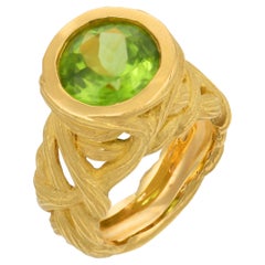 Angela Cummings anillo vintage de oro amarillo de 18 quilates con peridoto de 3,50 quilates