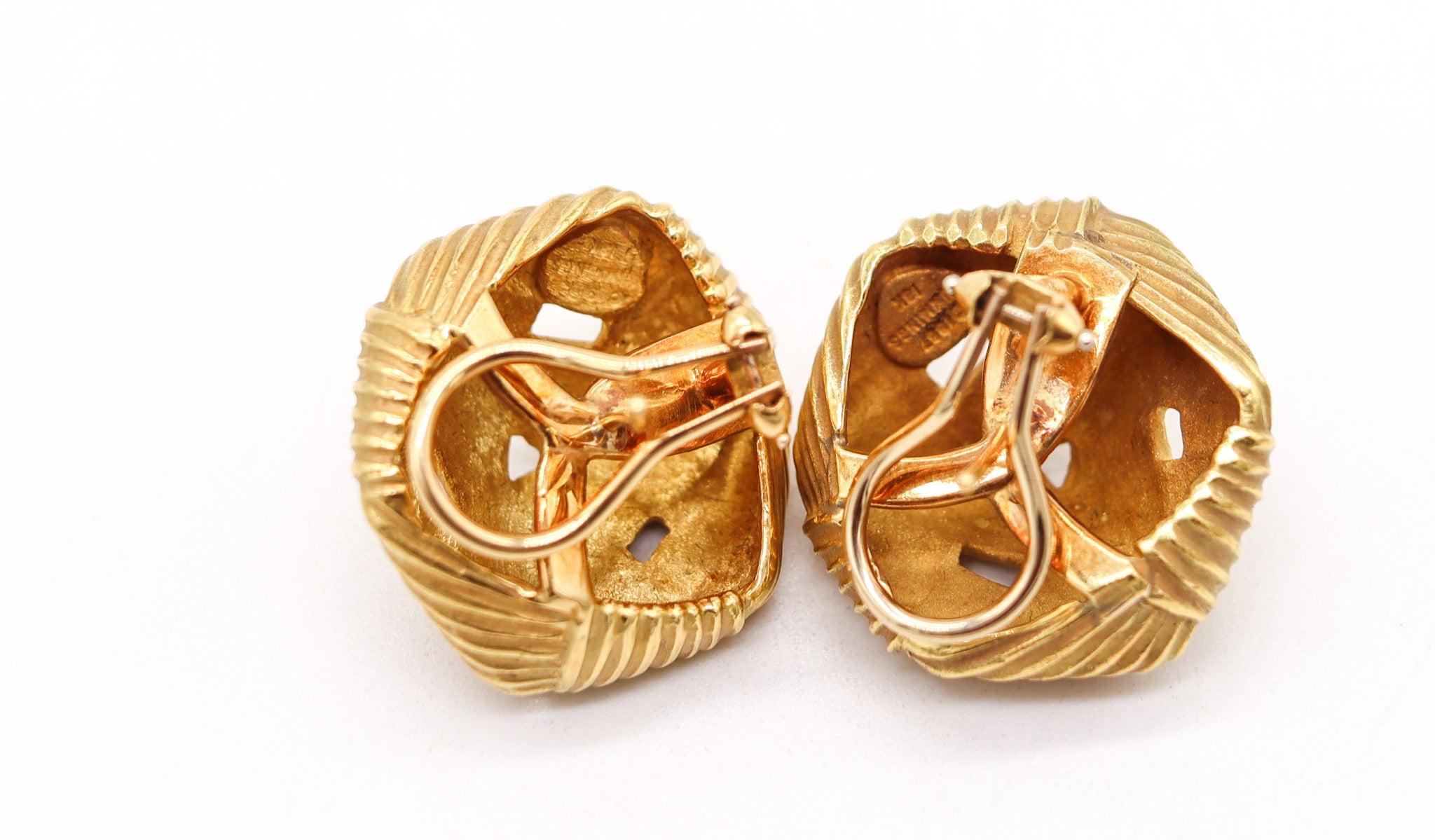 ANGELA CUMMINGS Vintage Clips-On gewebte Ohrringe in massivem 18kT Gelbgold im Zustand „Hervorragend“ im Angebot in Miami, FL
