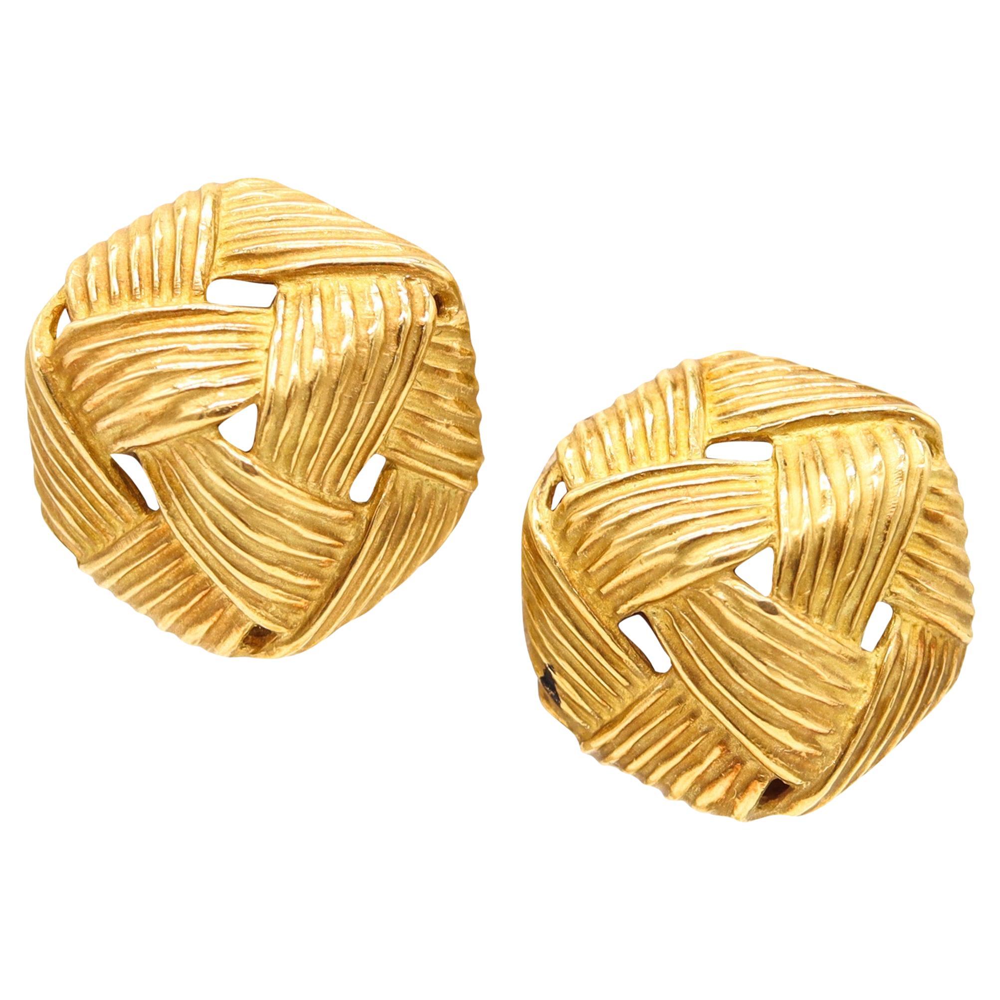 ANGELA CUMMINGS Orecchini vintage a clips in oro giallo massiccio 18kt