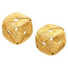ANGELA CUMMINGS Orecchini vintage a clips in oro giallo massiccio 18kt