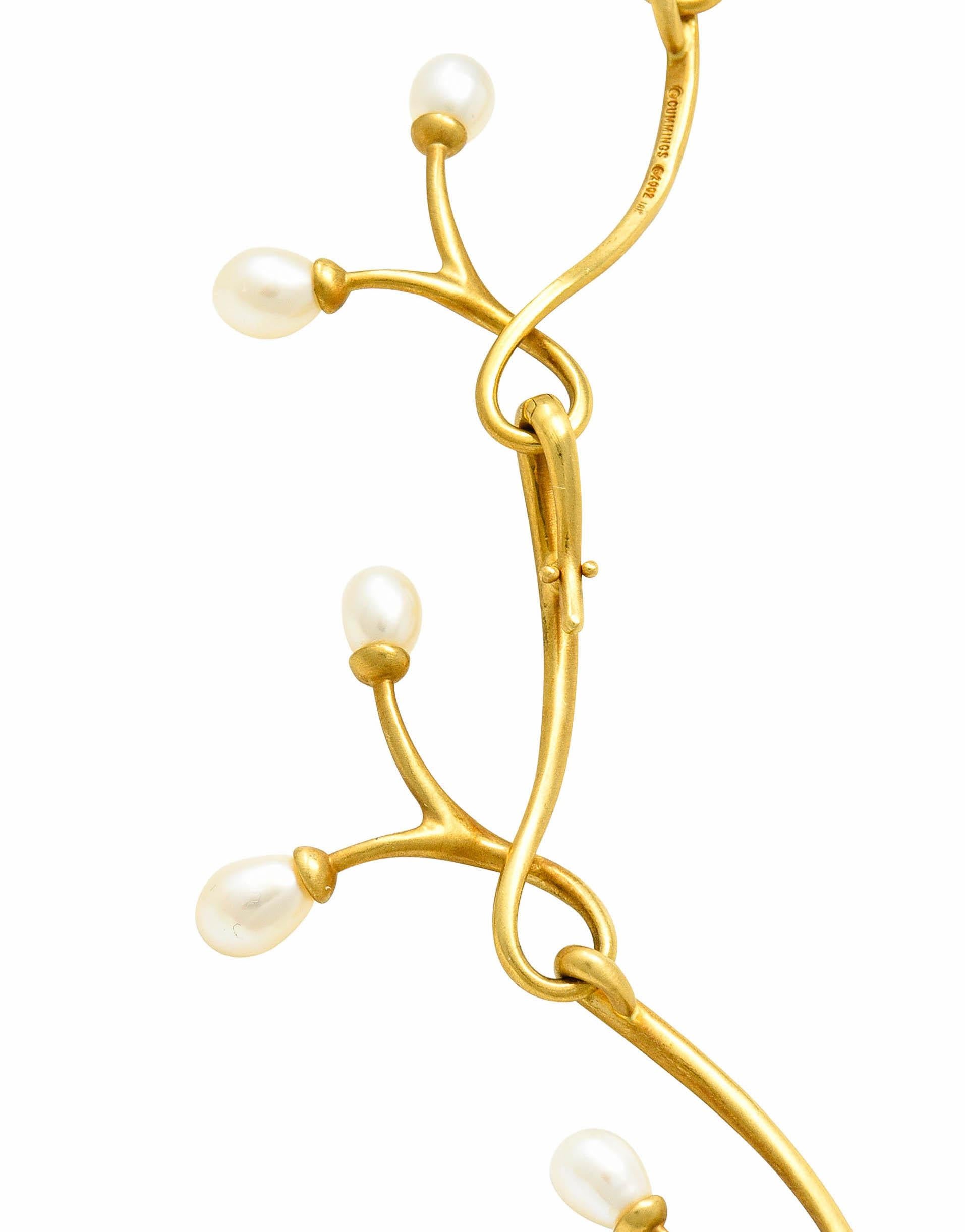 Angela Cummings Vintage Pearl 18 Karat Gold Vine Link Collar Necklace 2002 1