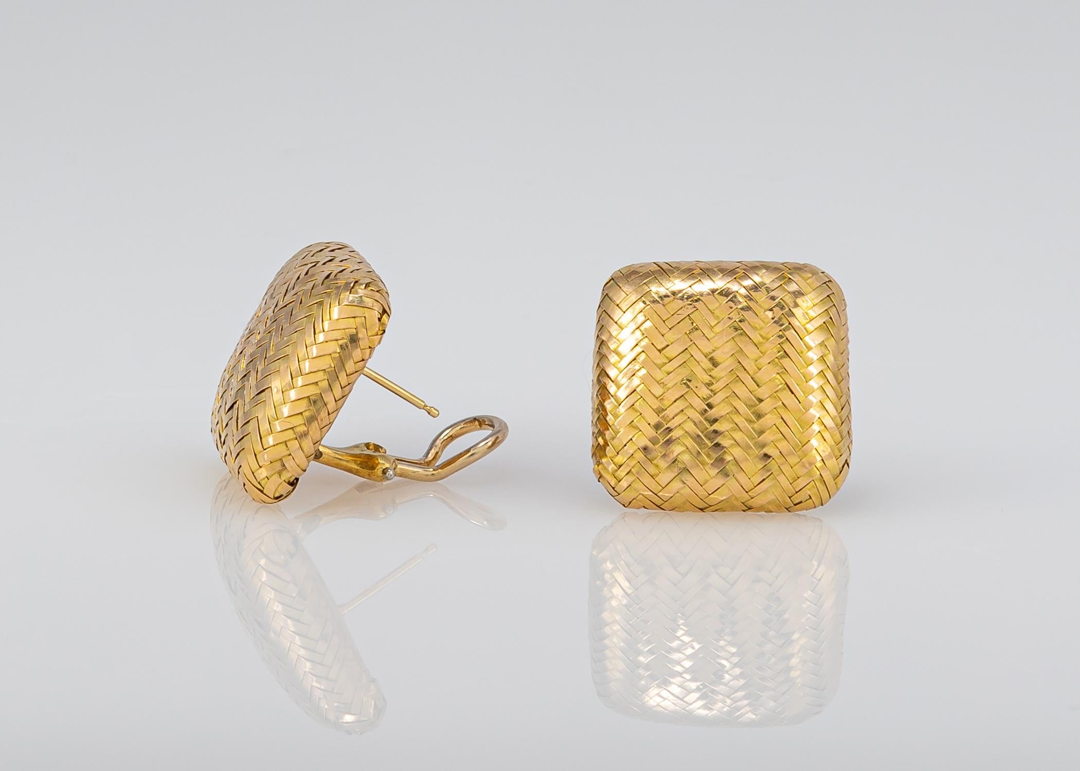 Contemporary Angela Cummings Woven Gold Earrings
