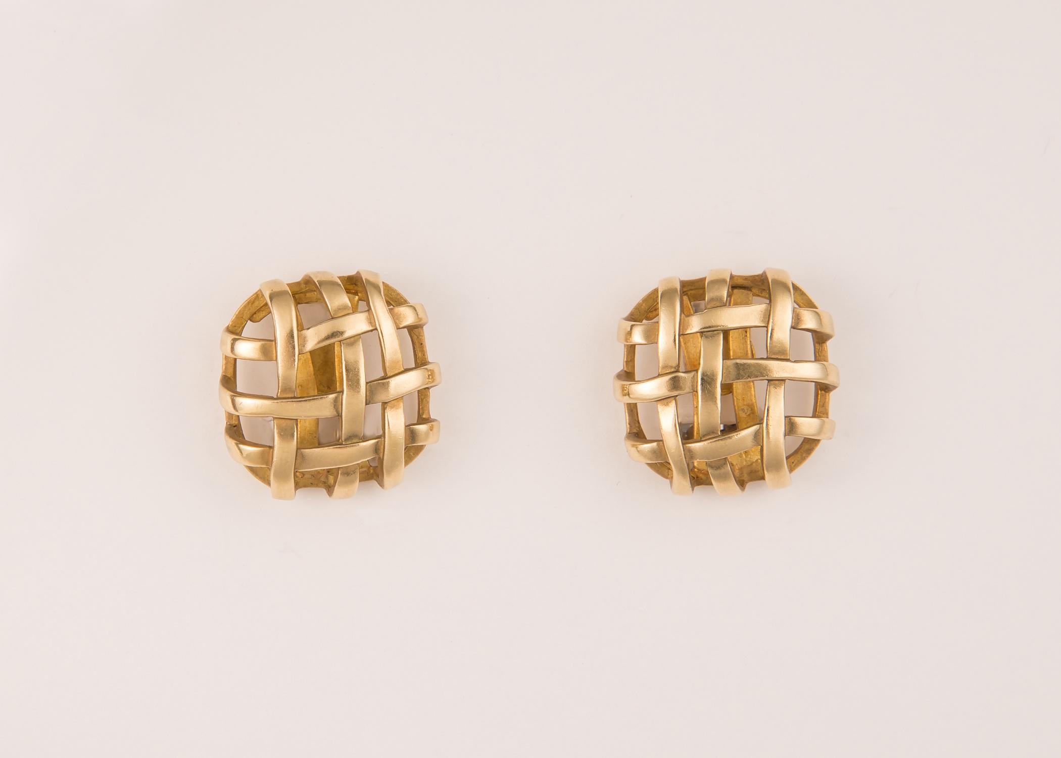 Contemporary Angela Cummings Woven Gold Earrings