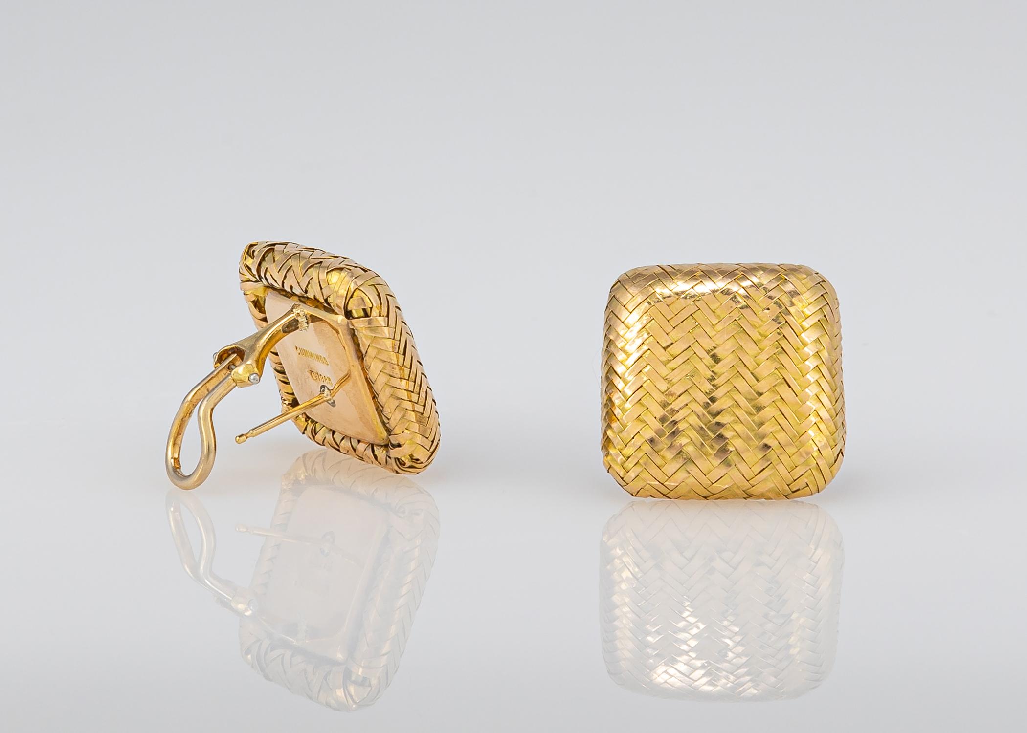 Angela Cummings Woven Gold Earrings In Excellent Condition In Atlanta, GA