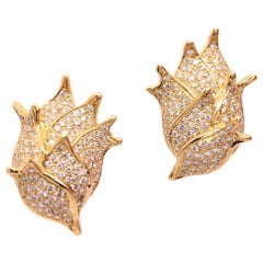Vintage Angela Cummings Yellow Gold and Diamond Earrings