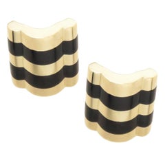 Angela Cummings Yellow Gold and Onyx Earrings