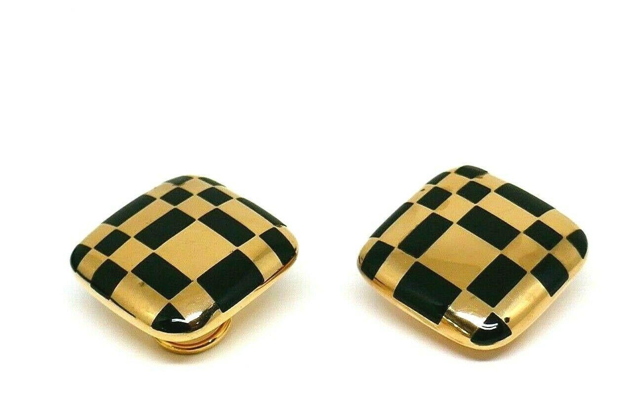 Angela Cummings Yellow Gold Enamel Clip-On Rhombus Earrings In Excellent Condition In Beverly Hills, CA