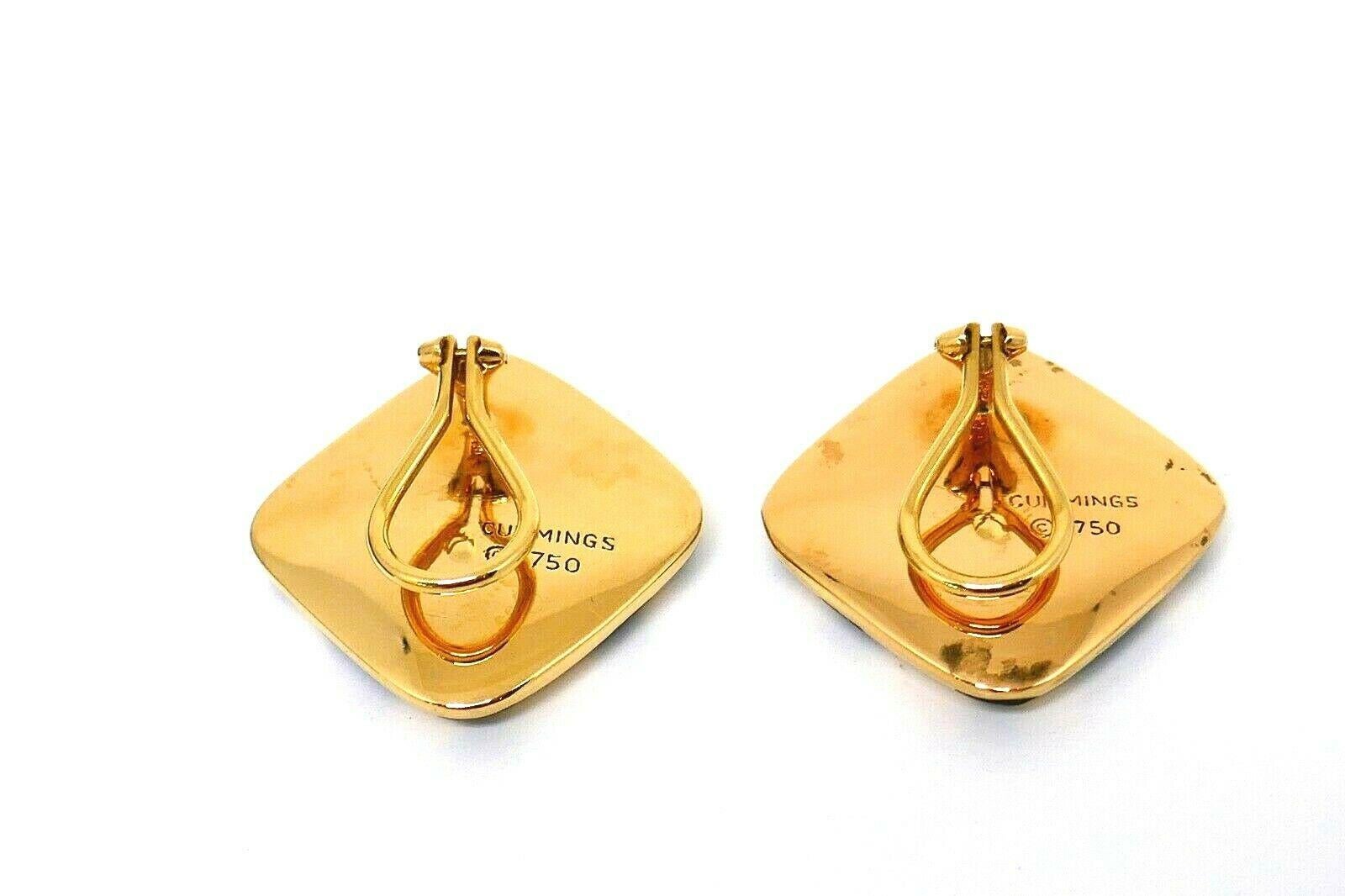 Women's Angela Cummings Yellow Gold Enamel Clip-On Rhombus Earrings