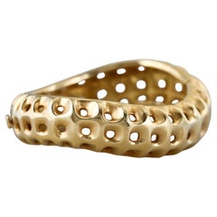 Angela Cummings Yellow Gold Perforated Wave Bangle Bracelet