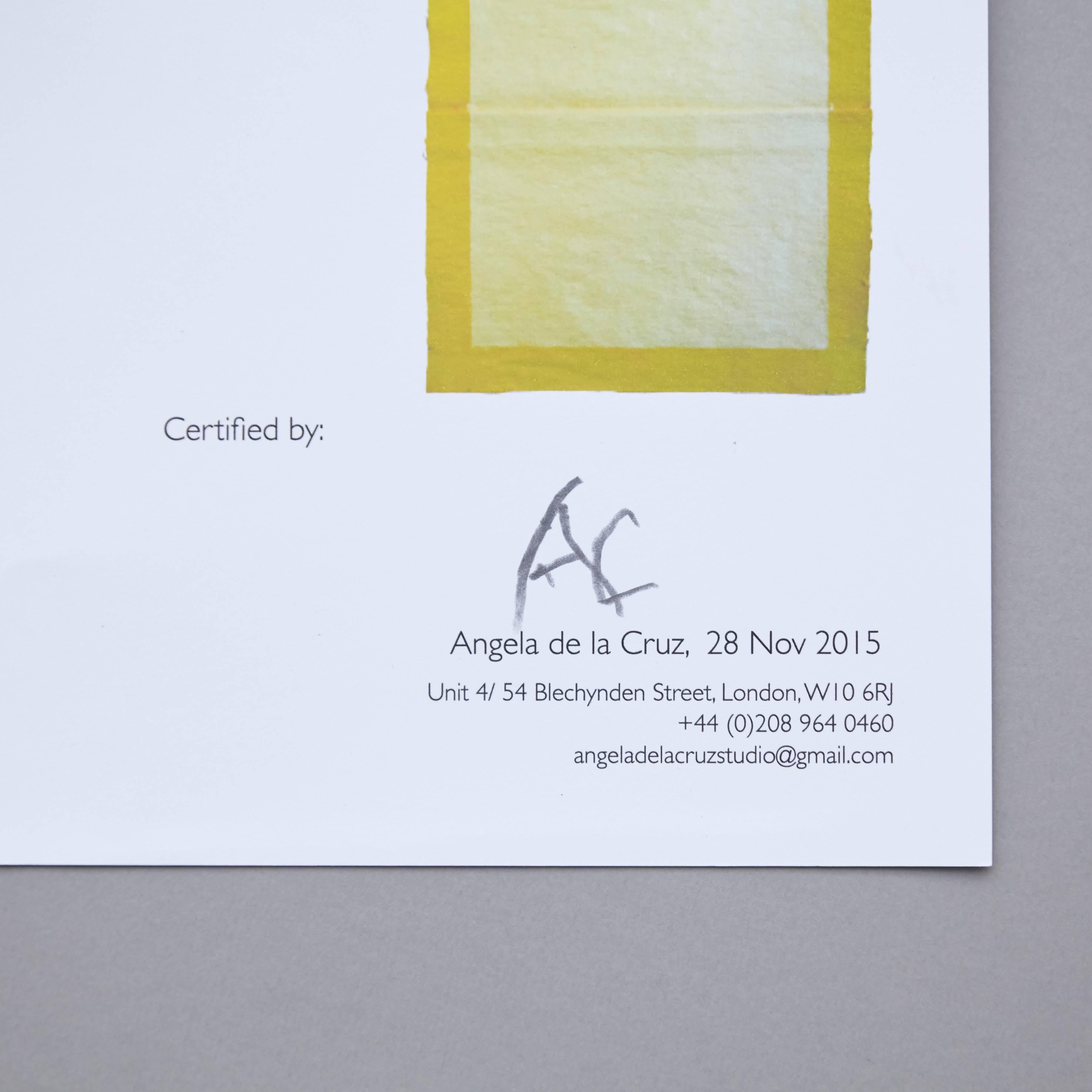 Angela de la Cruz Yellow Abstract Contemporary Artwork 'Pinch' For Sale 1