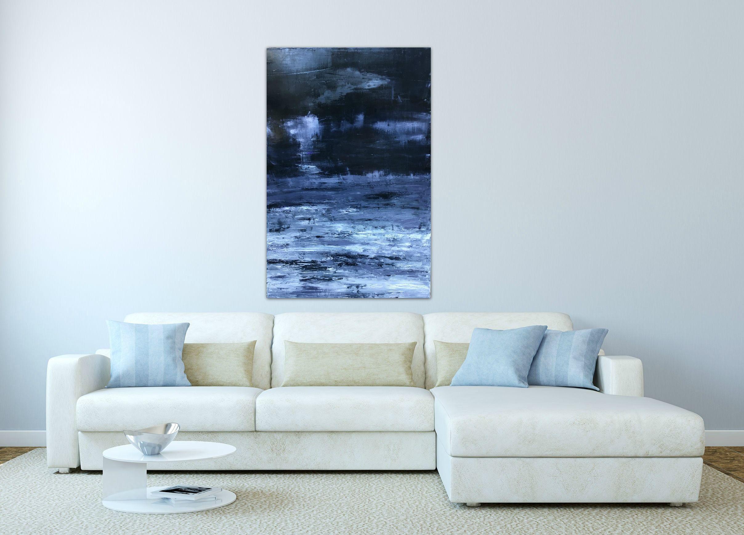 Étude de paysage en noir et blanc II, peinture, huile sur toile - Abstrait Painting par Angela Dierks