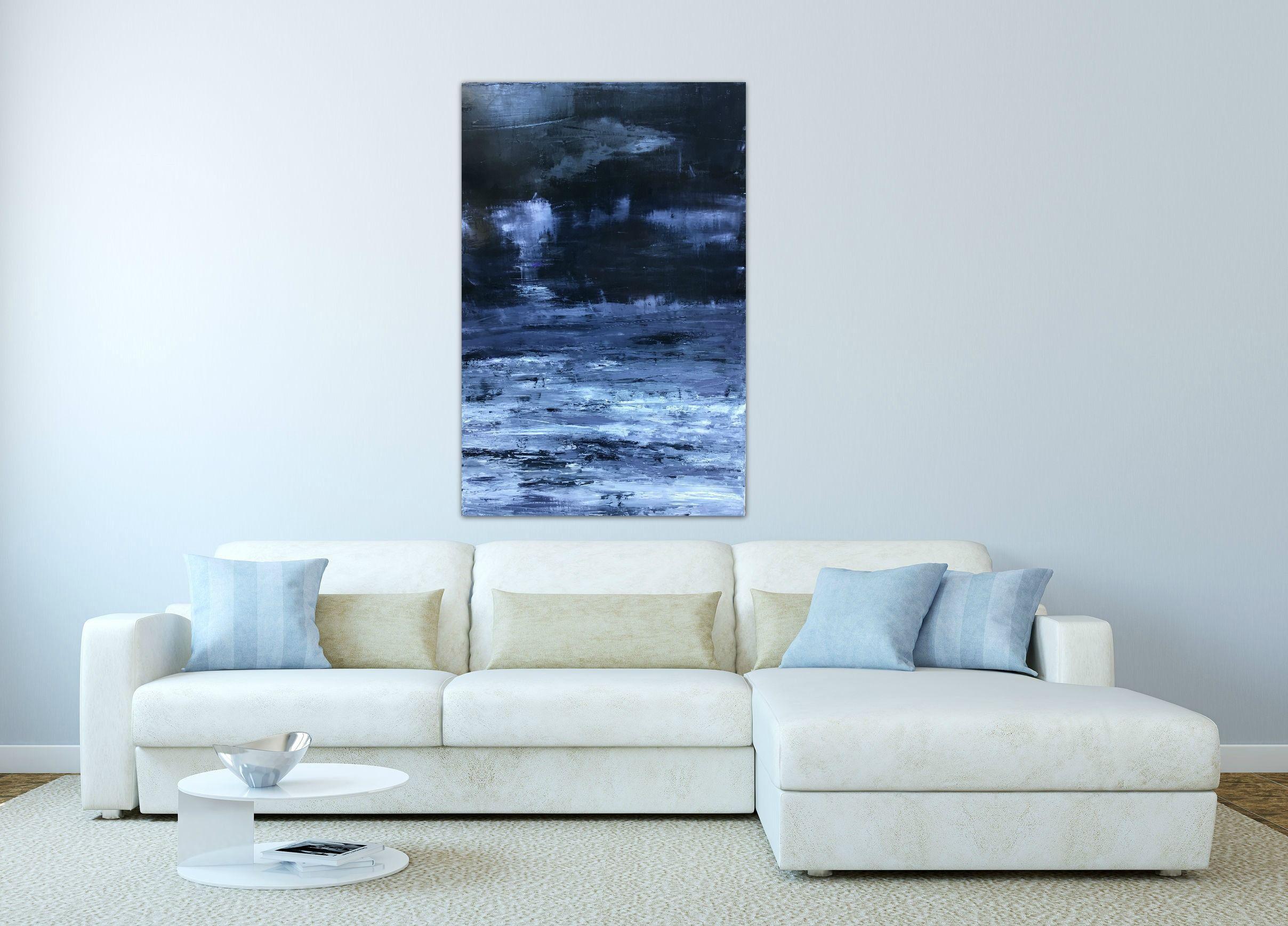 Studio di paesaggio in bianco e nero II, Pittura, Olio su tela - Painting Astratto di Angela Dierks