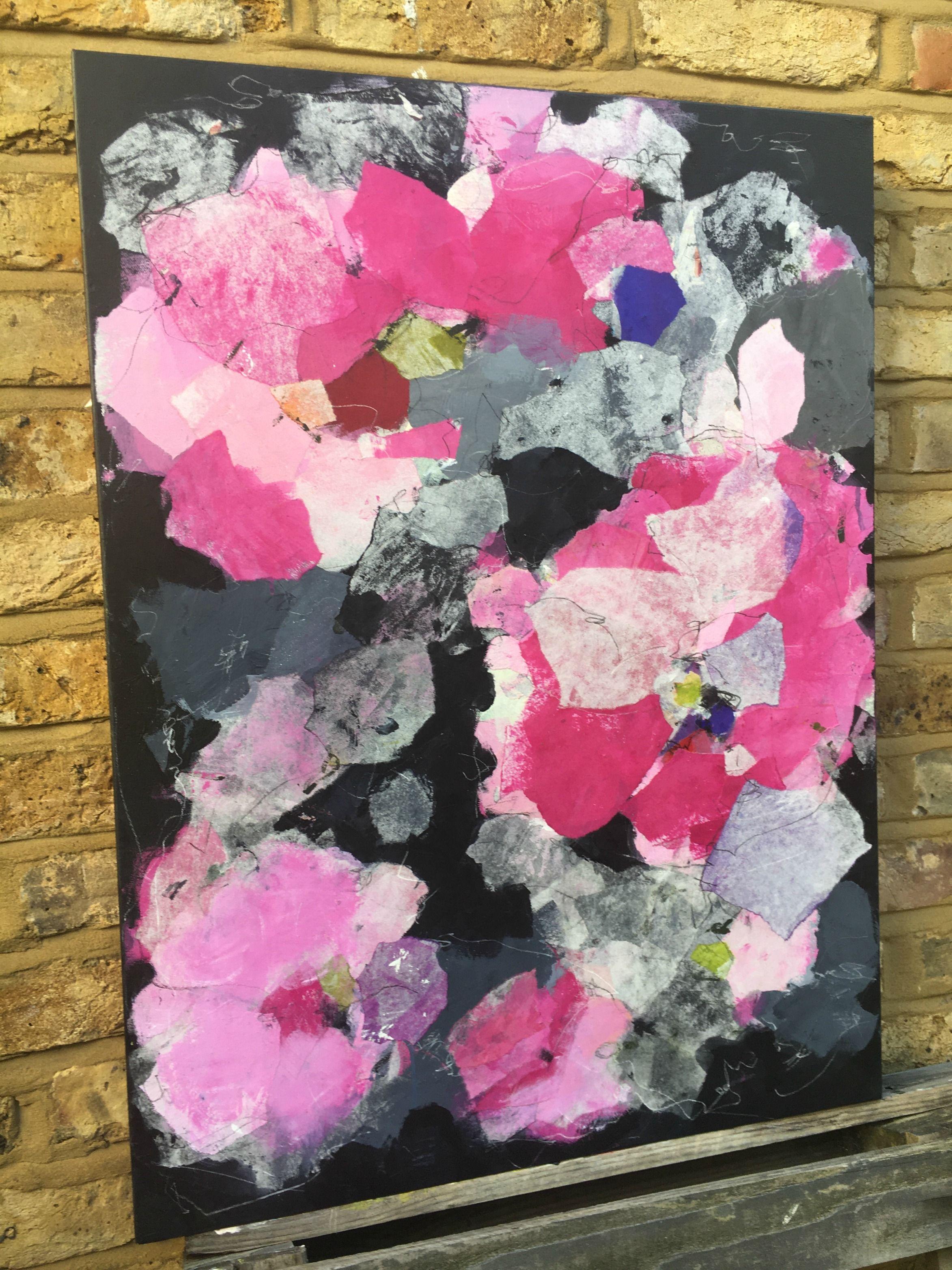 Fleur de camélia, peinture, acrylique sur toile - Abstrait Painting par Angela Dierks