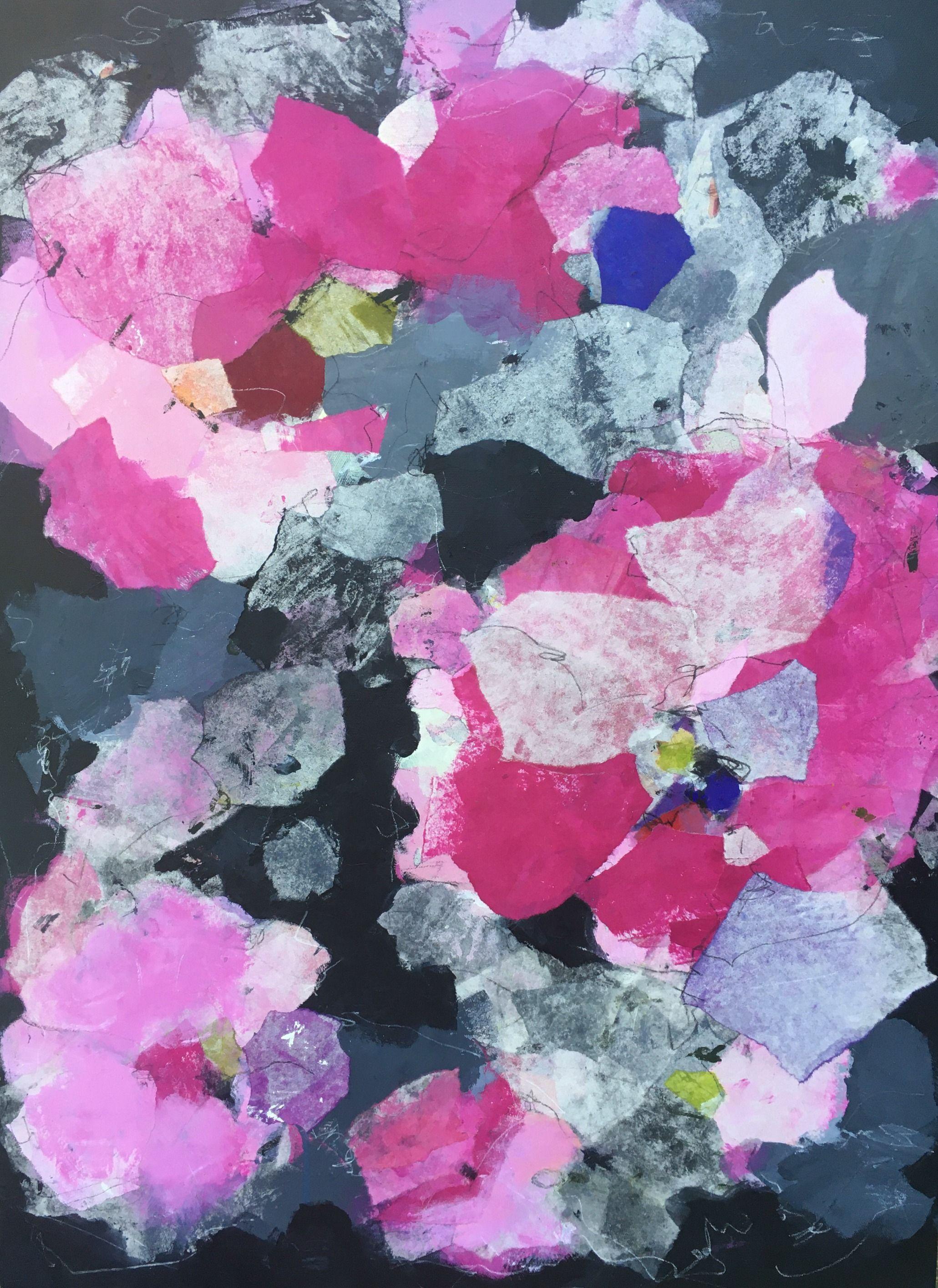 Abstract Painting Angela Dierks - Fleur de camélia, peinture, acrylique sur toile