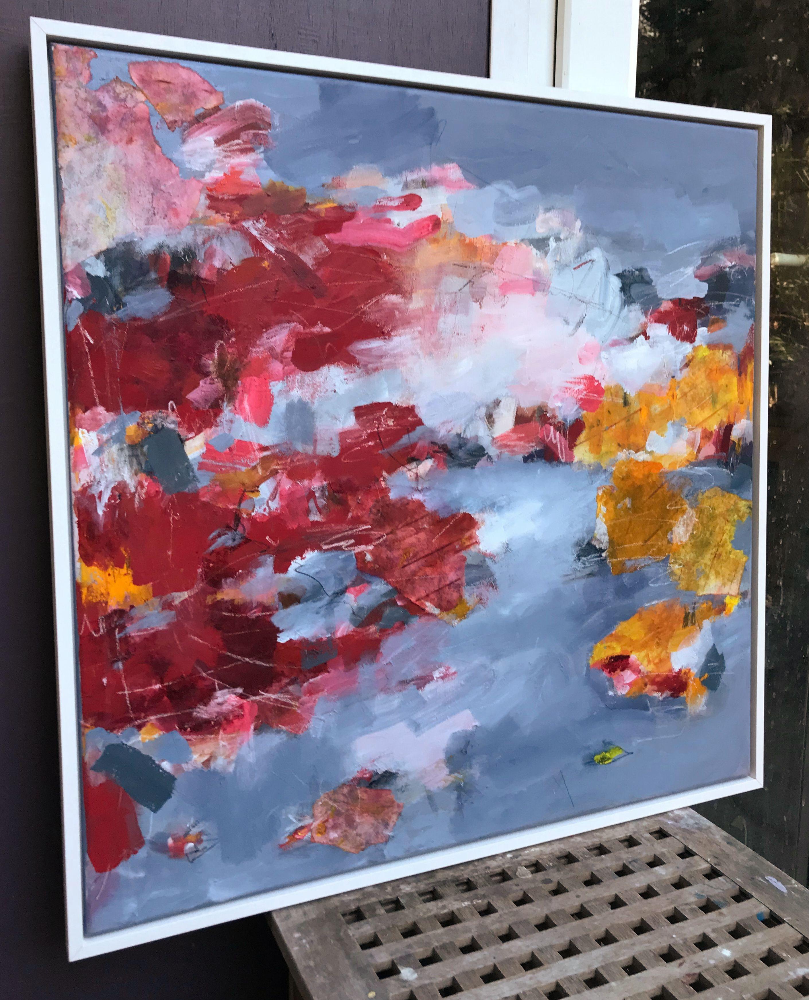 Galleggiare con te, Pittura, Acrilico su tela - Abstract Painting Grigio di Angela Dierks