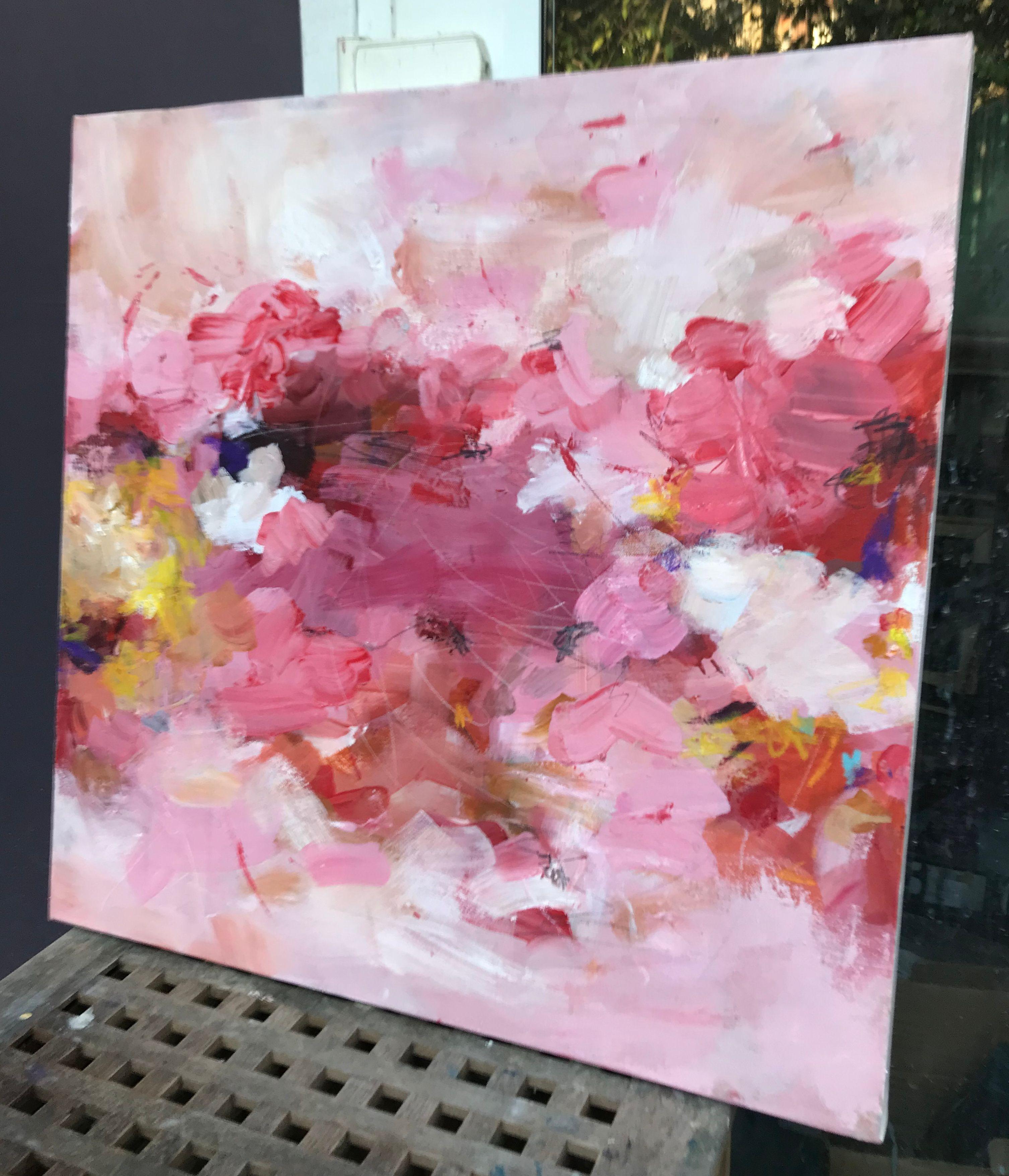 The starting point for this abstract piece has been a reflection on the symbolism of roses in response to the theme of 'unity'. My exploration of the rose theme is through colour: I enjoyed mixing pigments in my own recipes to many different hues of