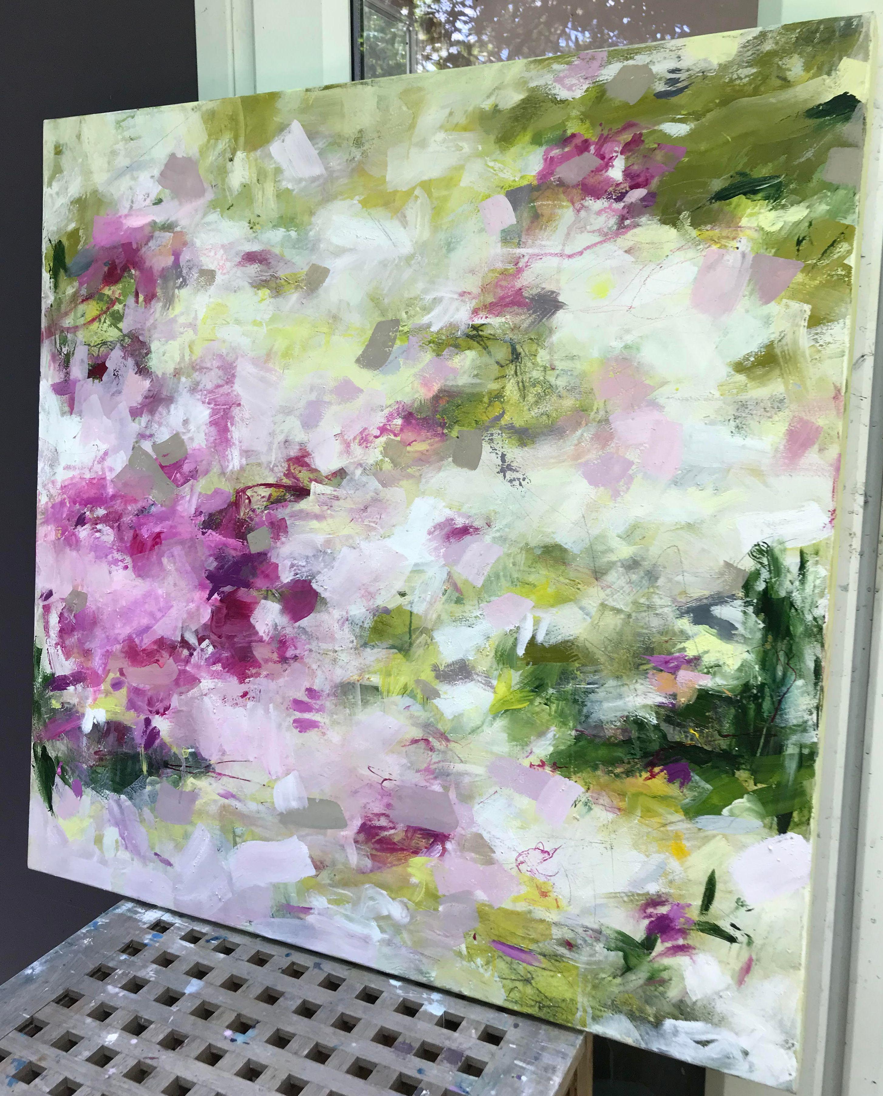 In una giornata luminosa, Pittura, Acrilico su tela - Abstract Painting Grigio di Angela Dierks