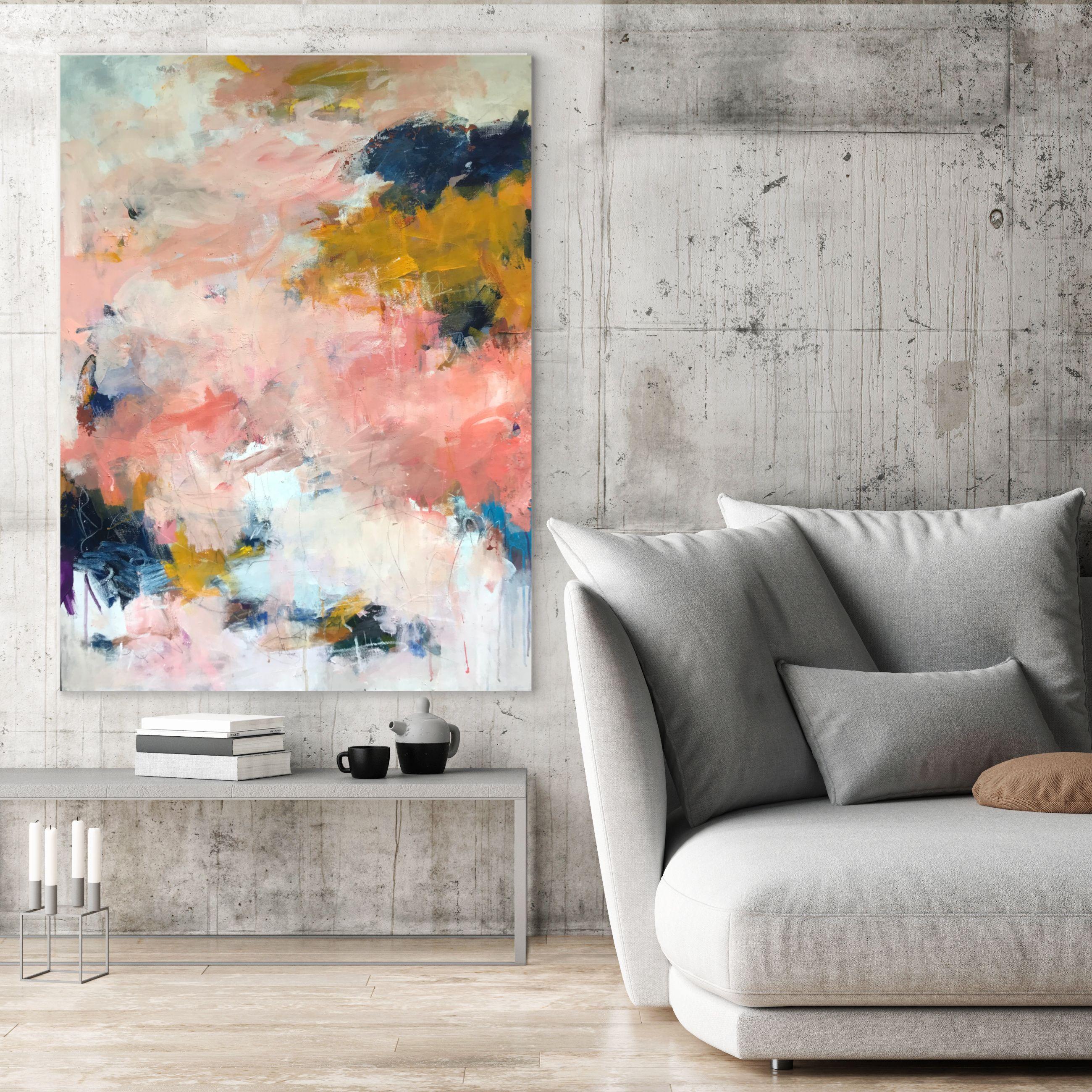 Su una nuvola, Pittura, Acrilico su tela - Painting di Angela Dierks