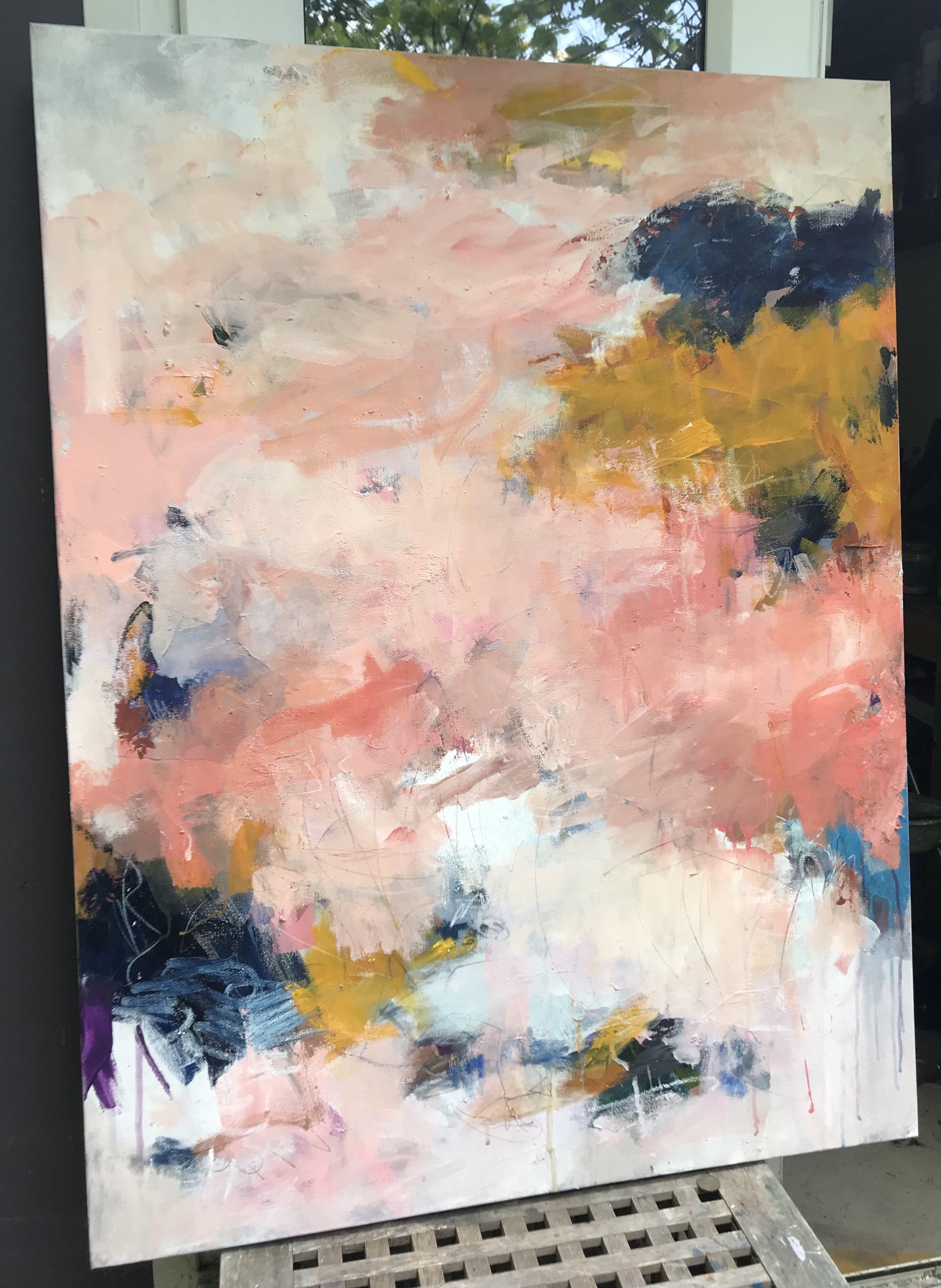 Su una nuvola, Pittura, Acrilico su tela - Painting Astratto di Angela Dierks