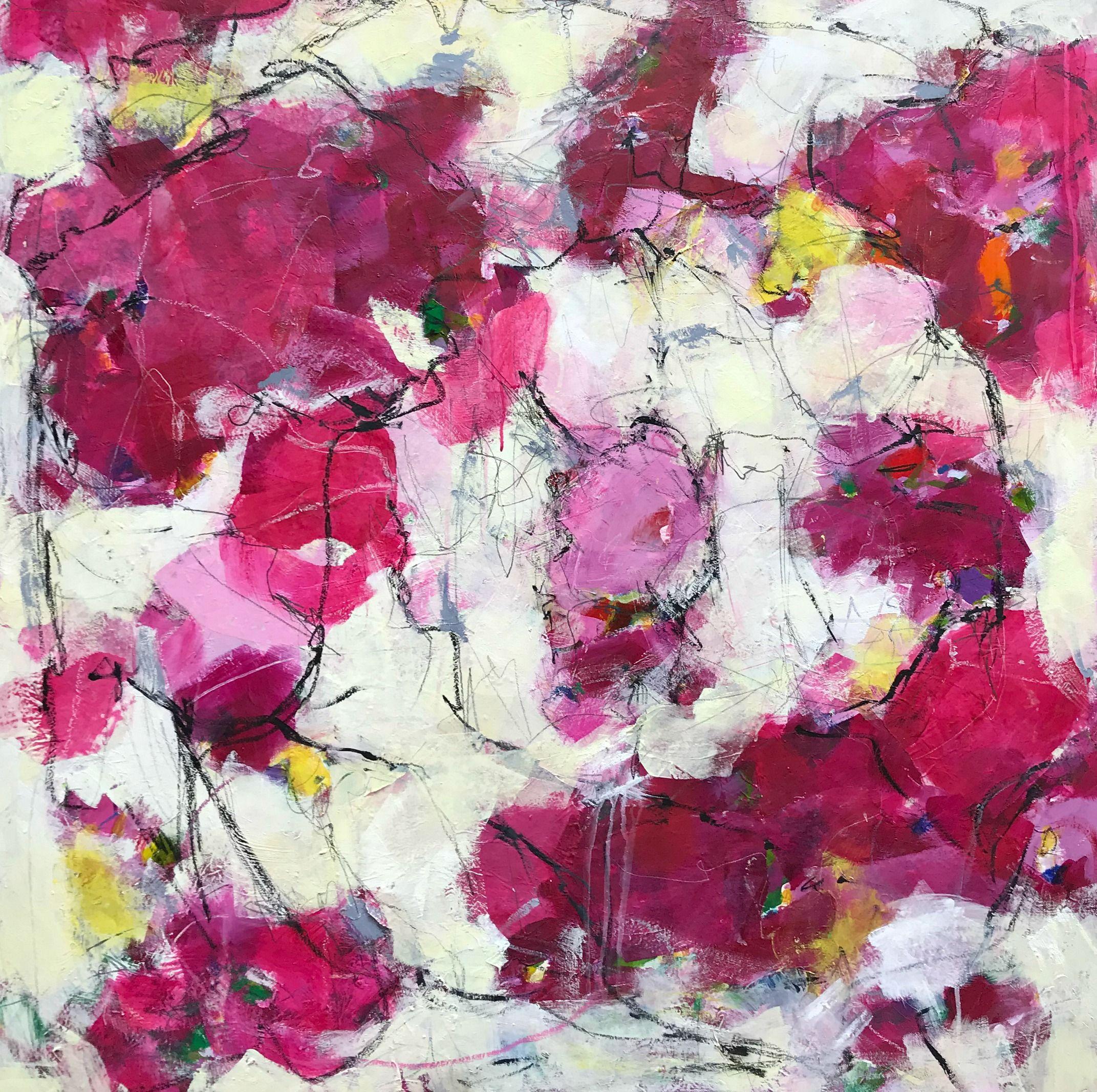 Angela Dierks Abstract Painting - Promising A Rose Garden, Painting, Acrylic on Canvas