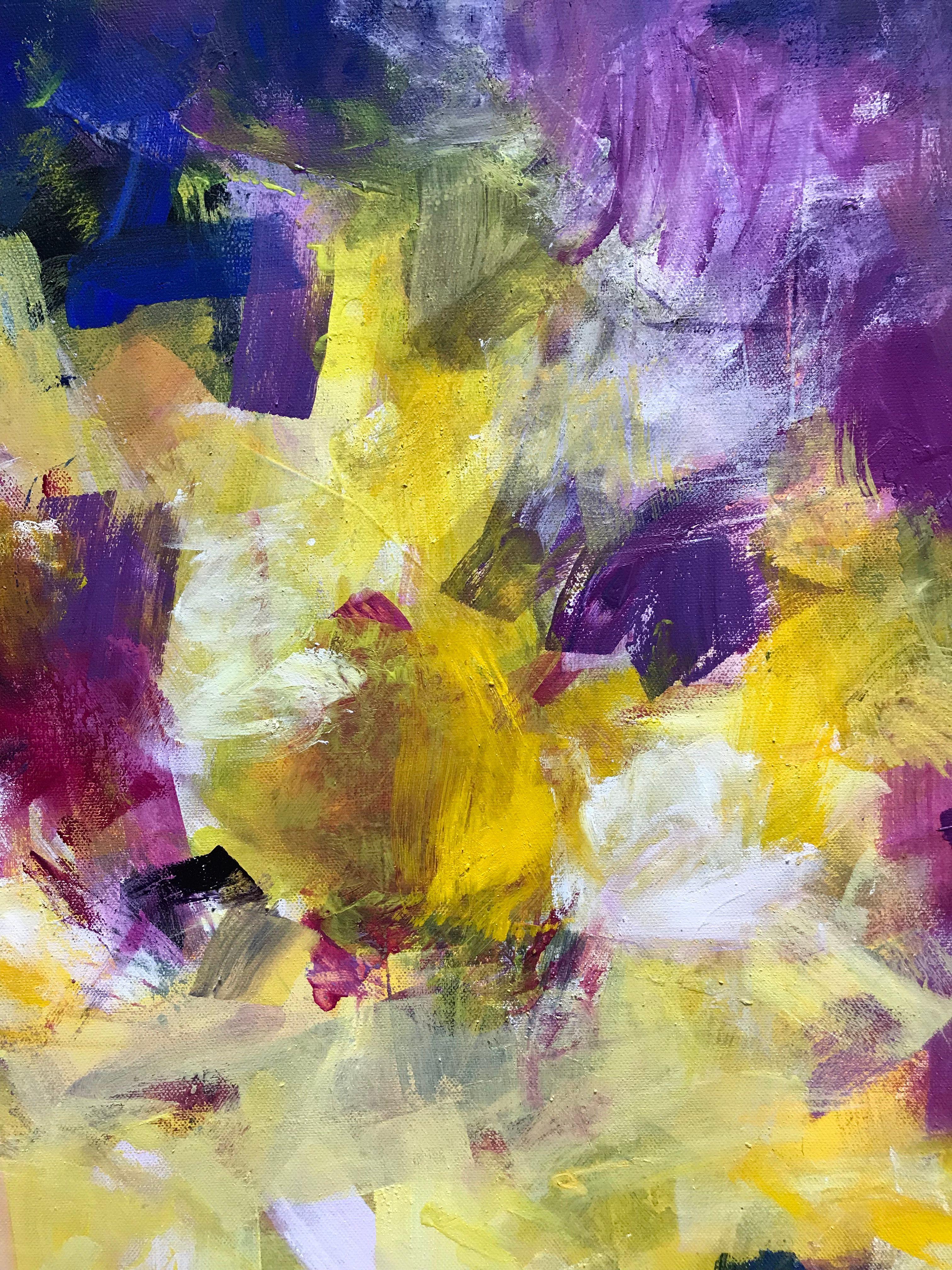 Giardino segreto, Pittura, Acrilico su tela - Abstract Painting Viola di Angela Dierks