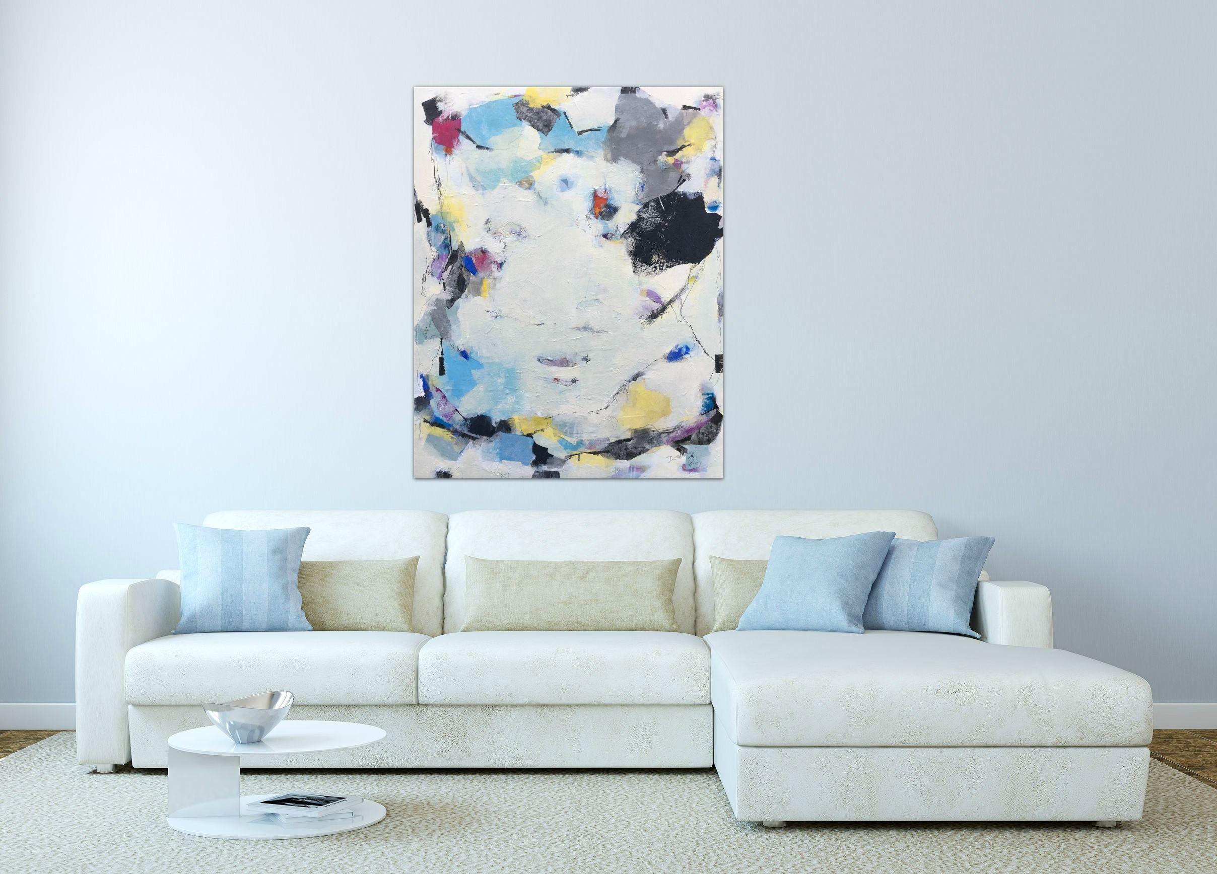 Soulful Memories, Painting, Acrylic on Canvas - Gray Abstract Painting by Angela Dierks