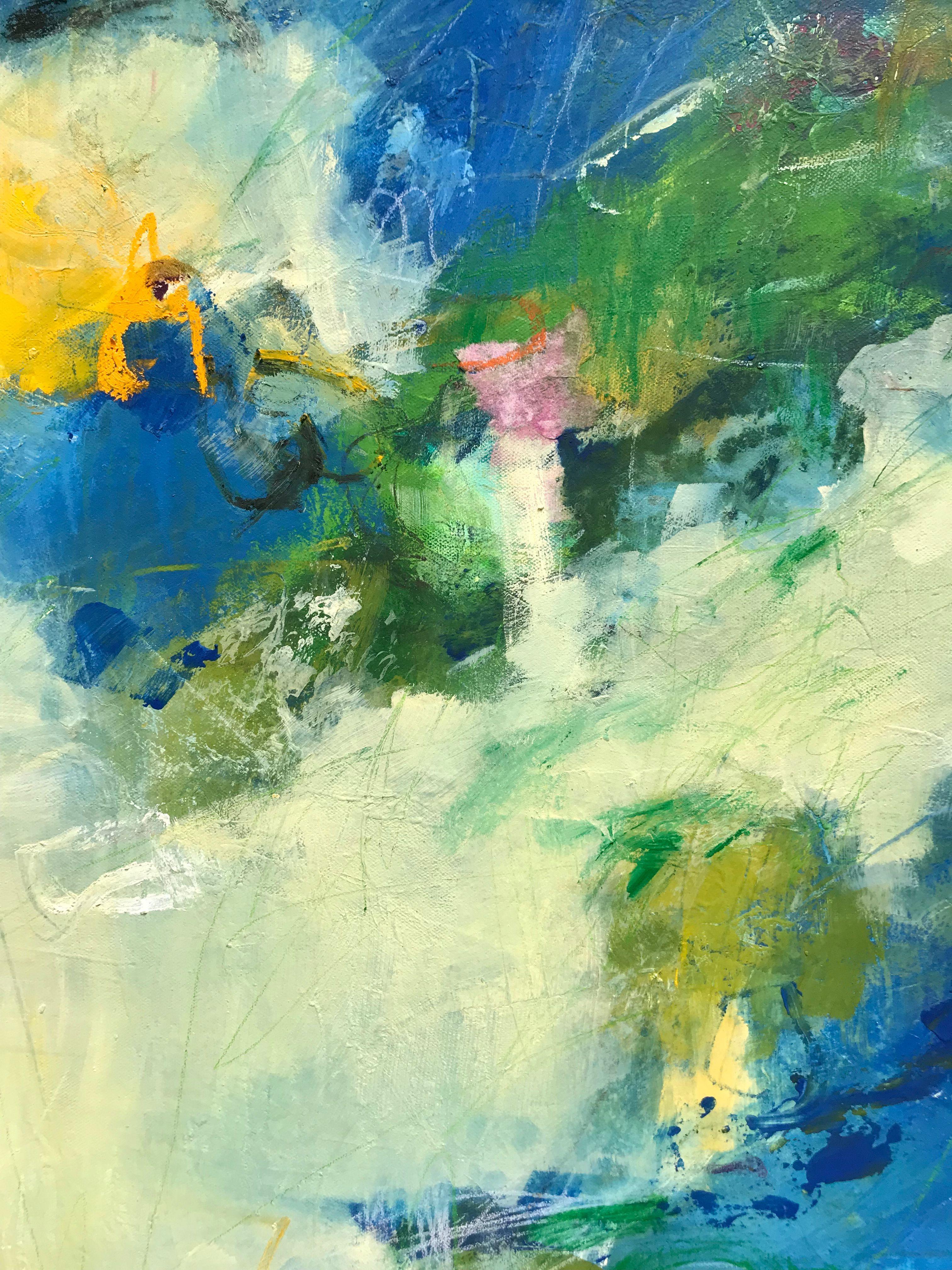 C'è un altro cielo, Pittura, Acrilico su tela - Abstract Painting Grigio di Angela Dierks