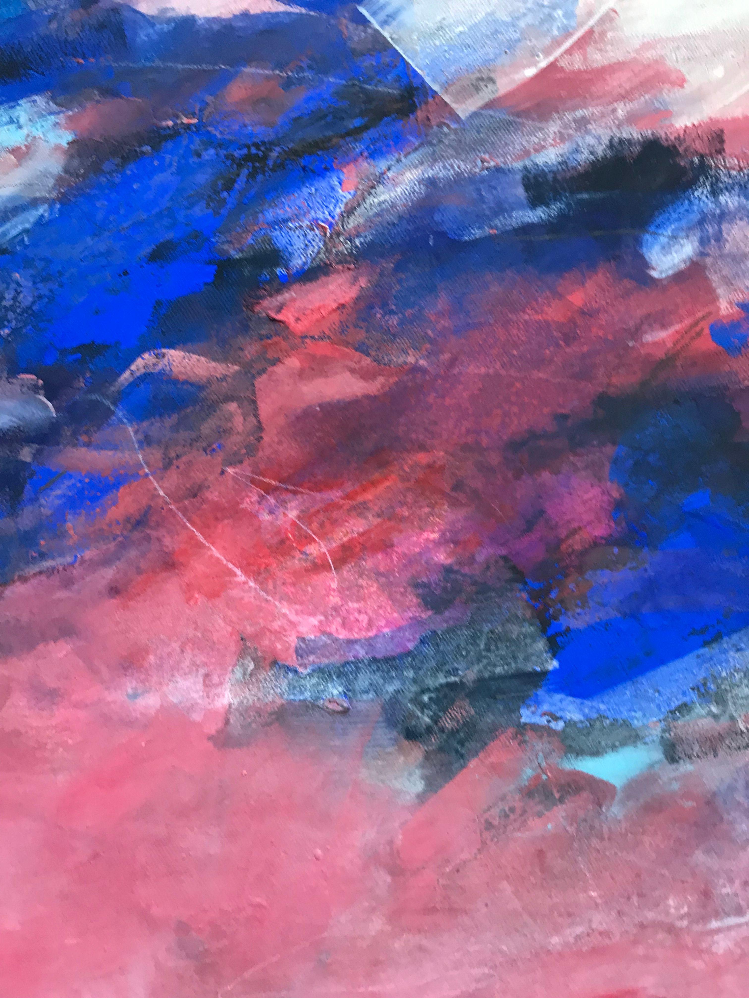 Toccare il cielo, Pittura, Acrilico su tela - Abstract Painting Marrone di Angela Dierks