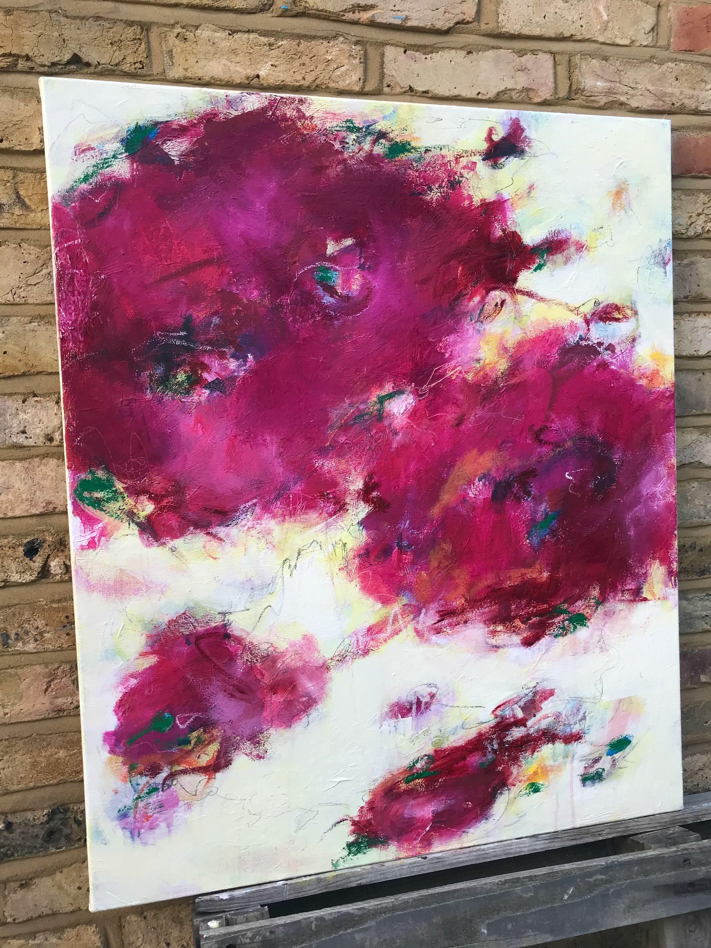 Con una parola e un fiore, Pittura, Olio su tela - Painting Astratto di Angela Dierks