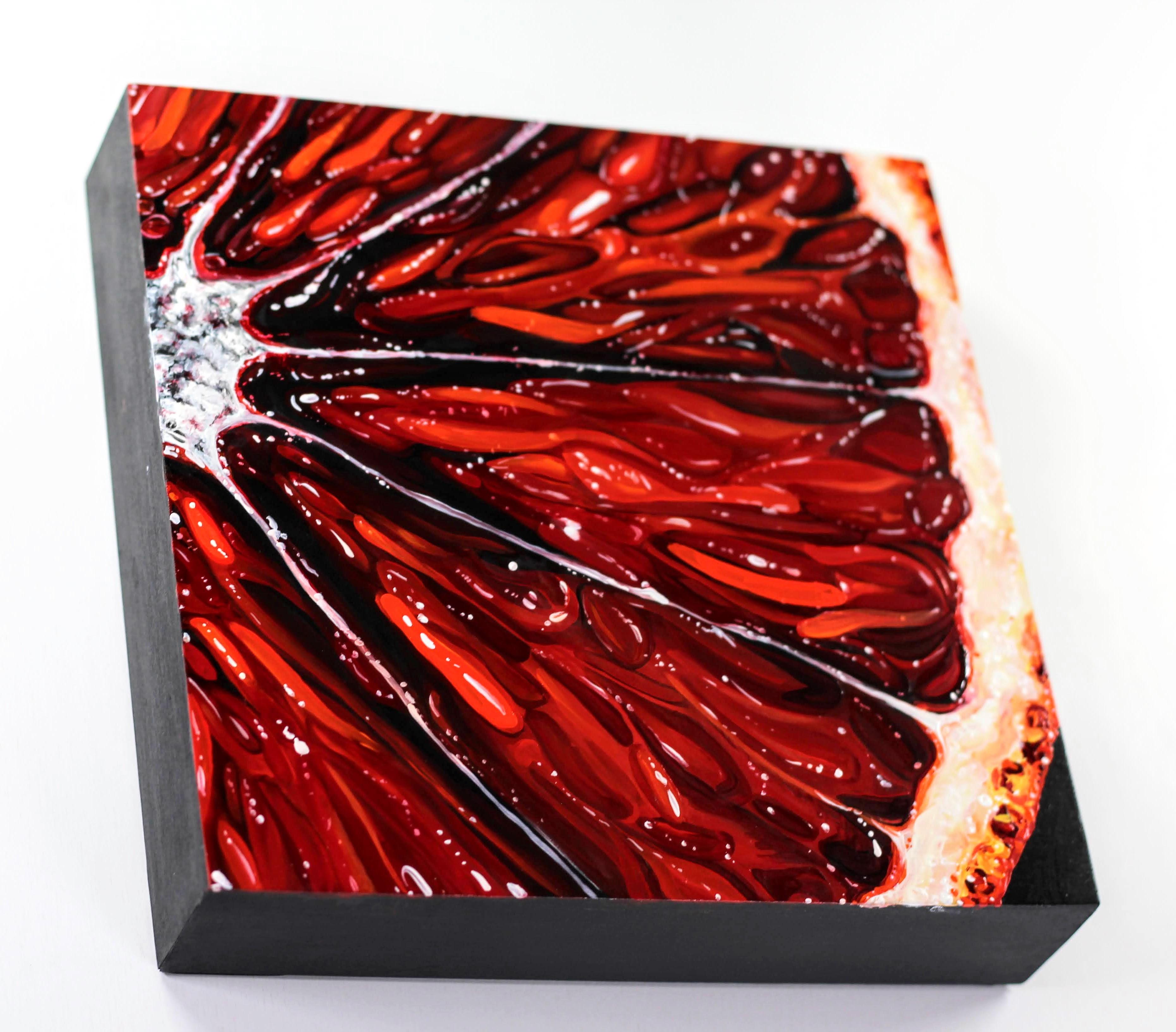 Blood Orange-original hyper realism still life painting-artwork-contemporary Art - Realist Painting by Angela Faustina