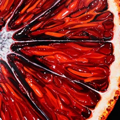 Blutorange-originale hyperrealistische Stilllebenmalerei-Kunstwerk-zeitgenössische Kunst