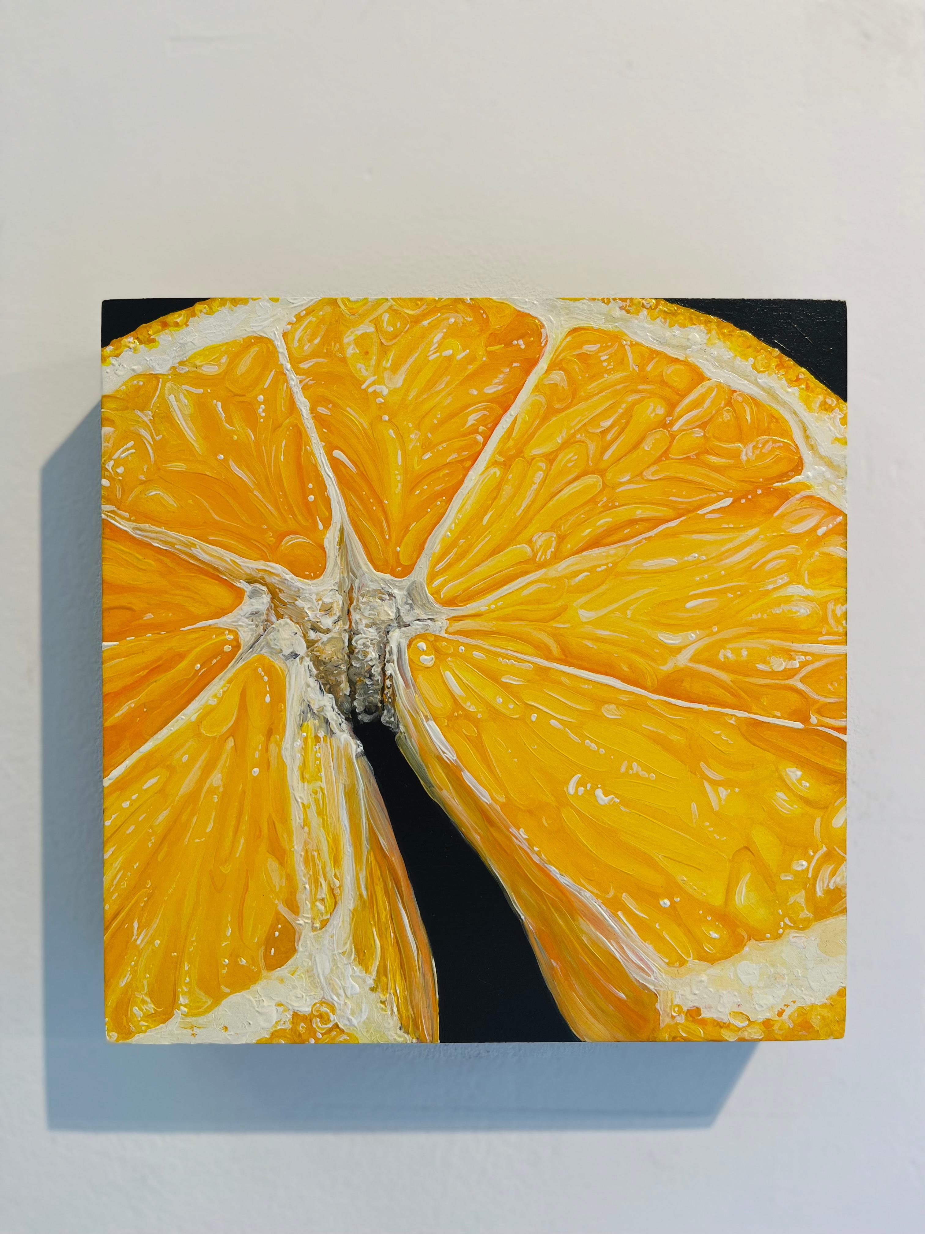 Lemon-original modern hyper realism oil painting-study-artwork-contemporary Art - Realist Painting by Angela Faustina