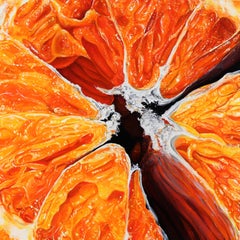 Orange XI - modern original realism fruit still life figurative study oil paint