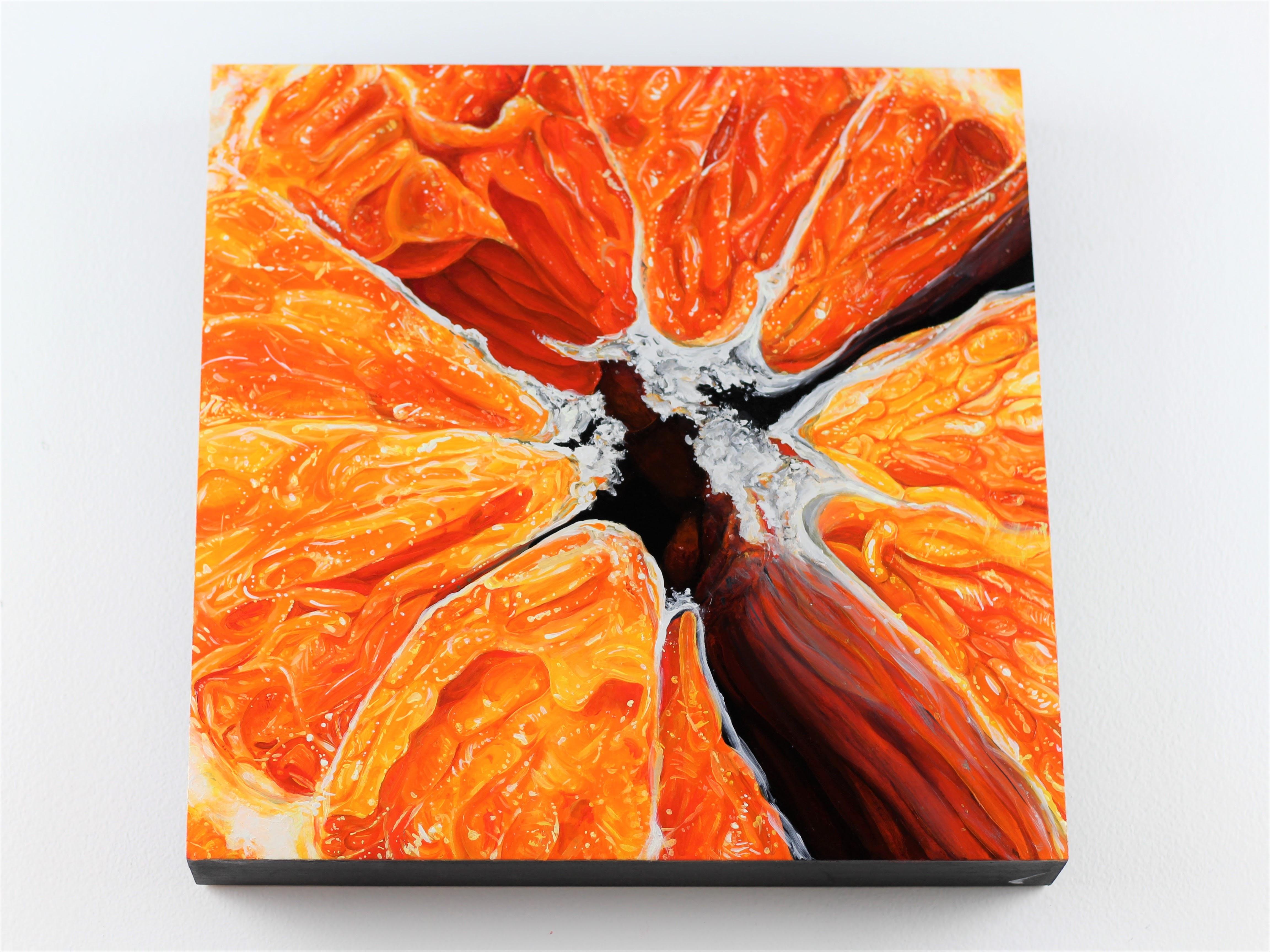Orange VI-nature morte originale peinture hyperréaliste-œuvre d'art-art contemporain en vente 1