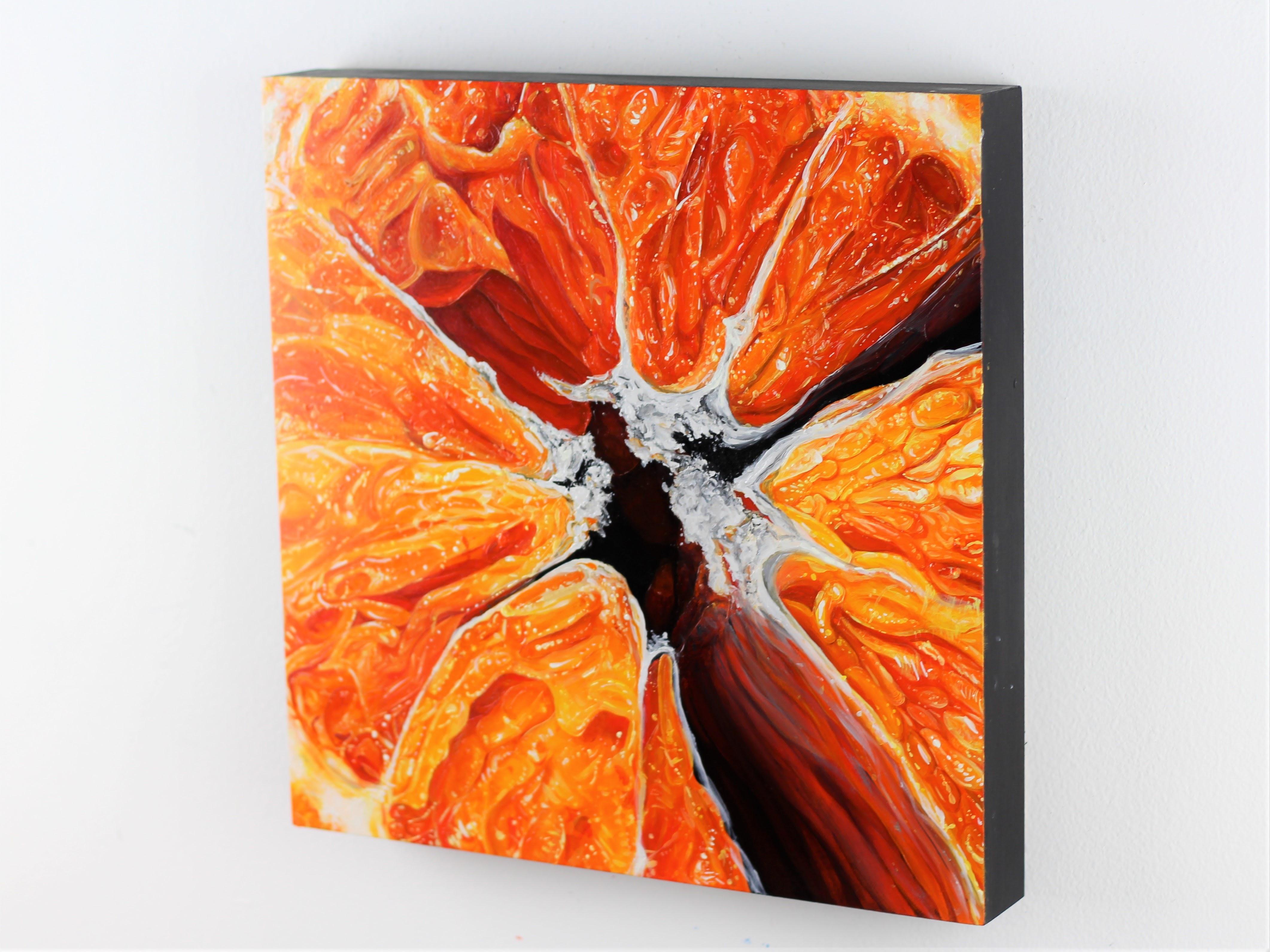 Orange VI-nature morte originale peinture hyperréaliste-œuvre d'art-art contemporain en vente 2