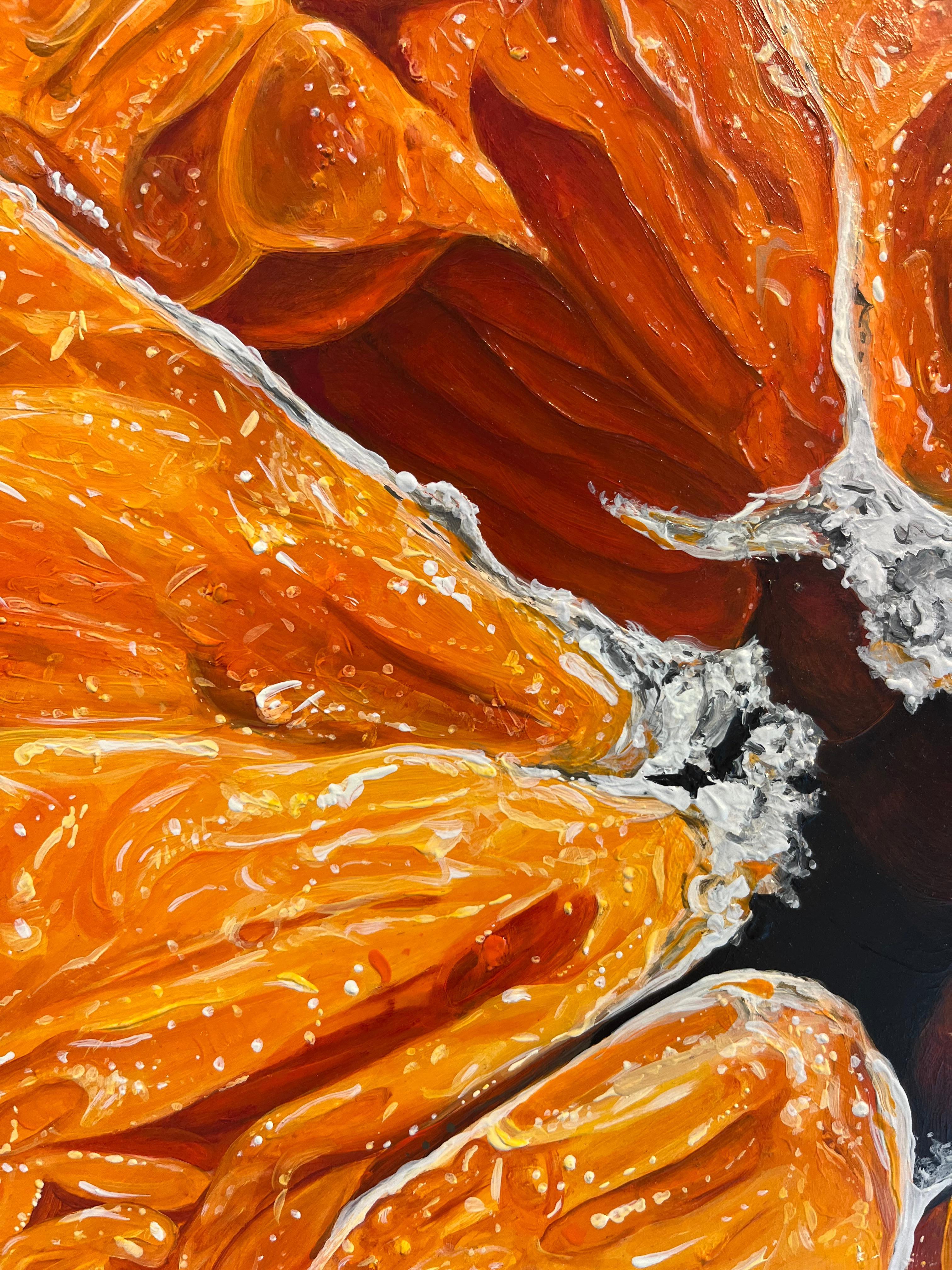Orange VI-nature morte originale peinture hyperréaliste-œuvre d'art-art contemporain en vente 3