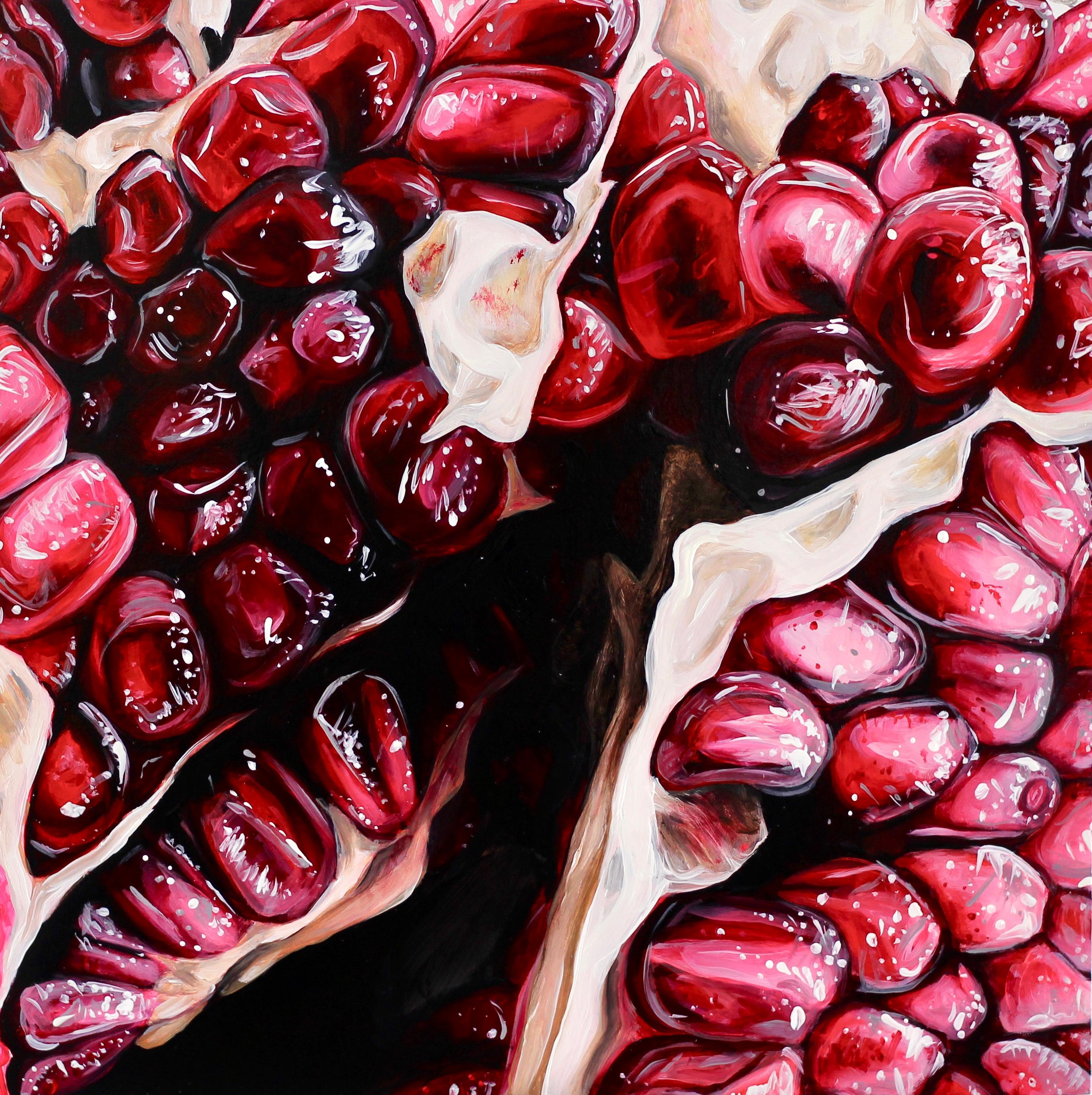 Pomegranate-original modern hyper realism still life painting-contemporary Art - Painting by Angela Faustina